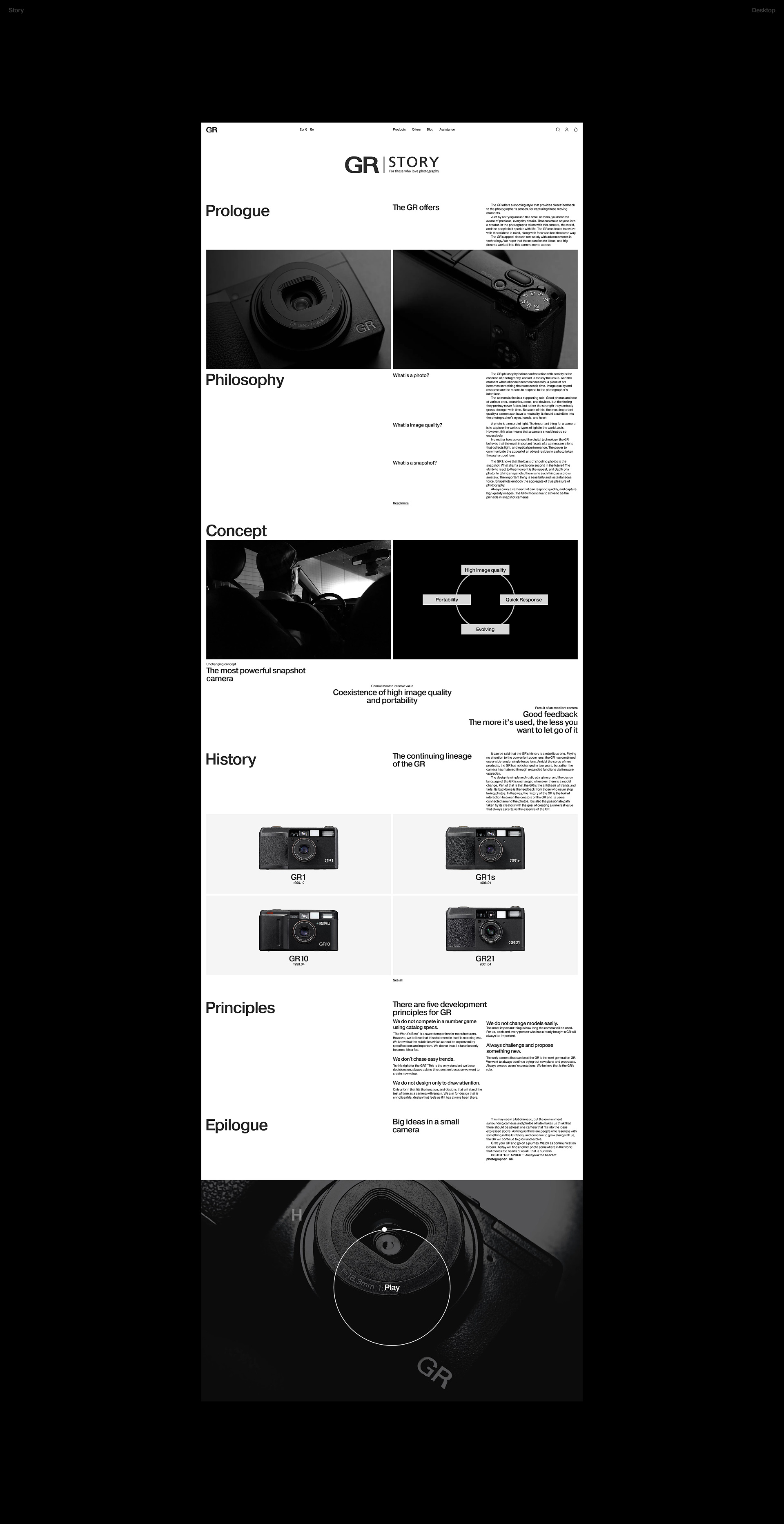Ricoh GR | Интернет-магазин — Изображение №8 — Интерфейсы, Анимация на Dprofile