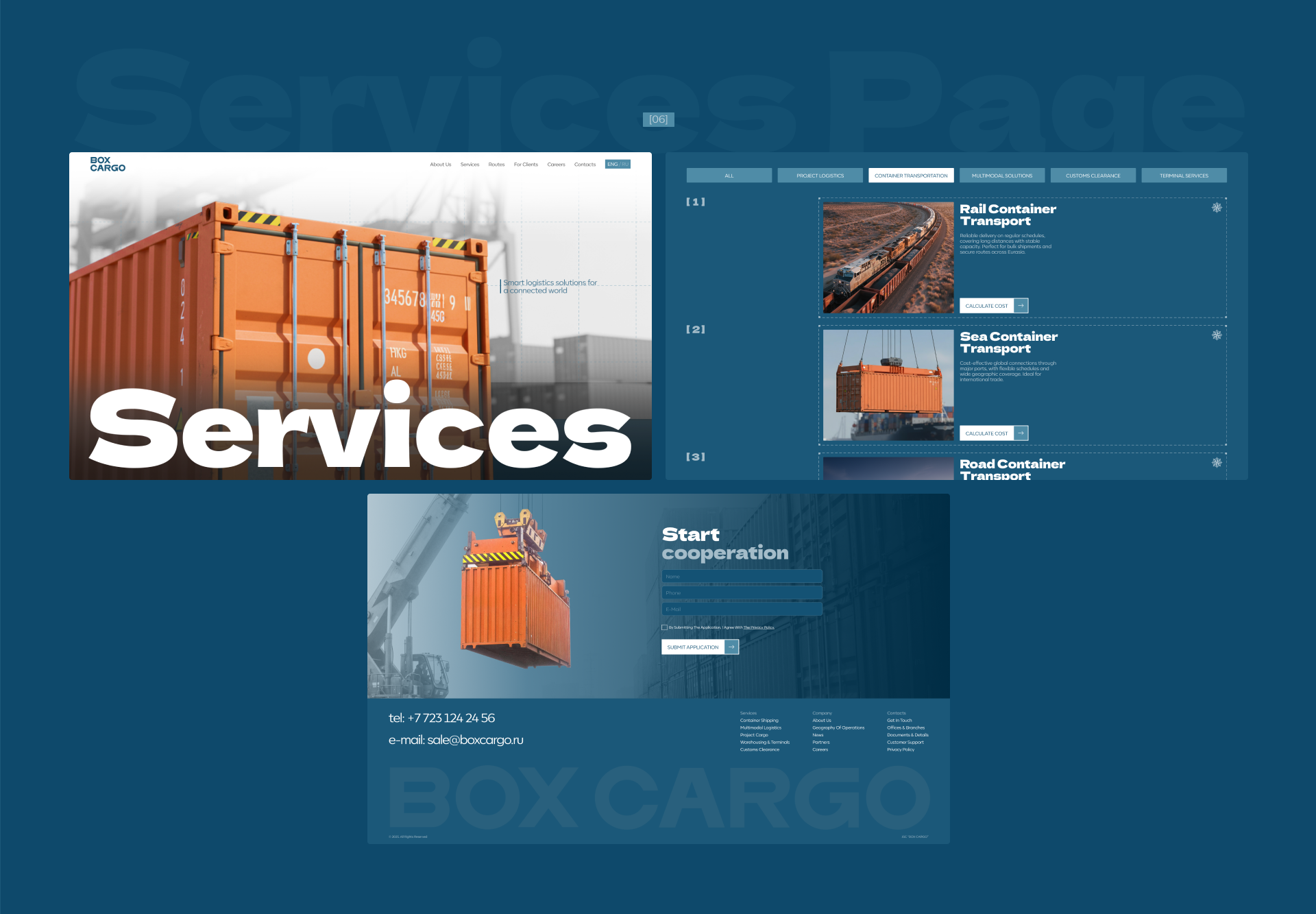 Box Cargo: Корпоративный сайт и брендинг — Изображение №17 — Интерфейсы, Брендинг на Dprofile