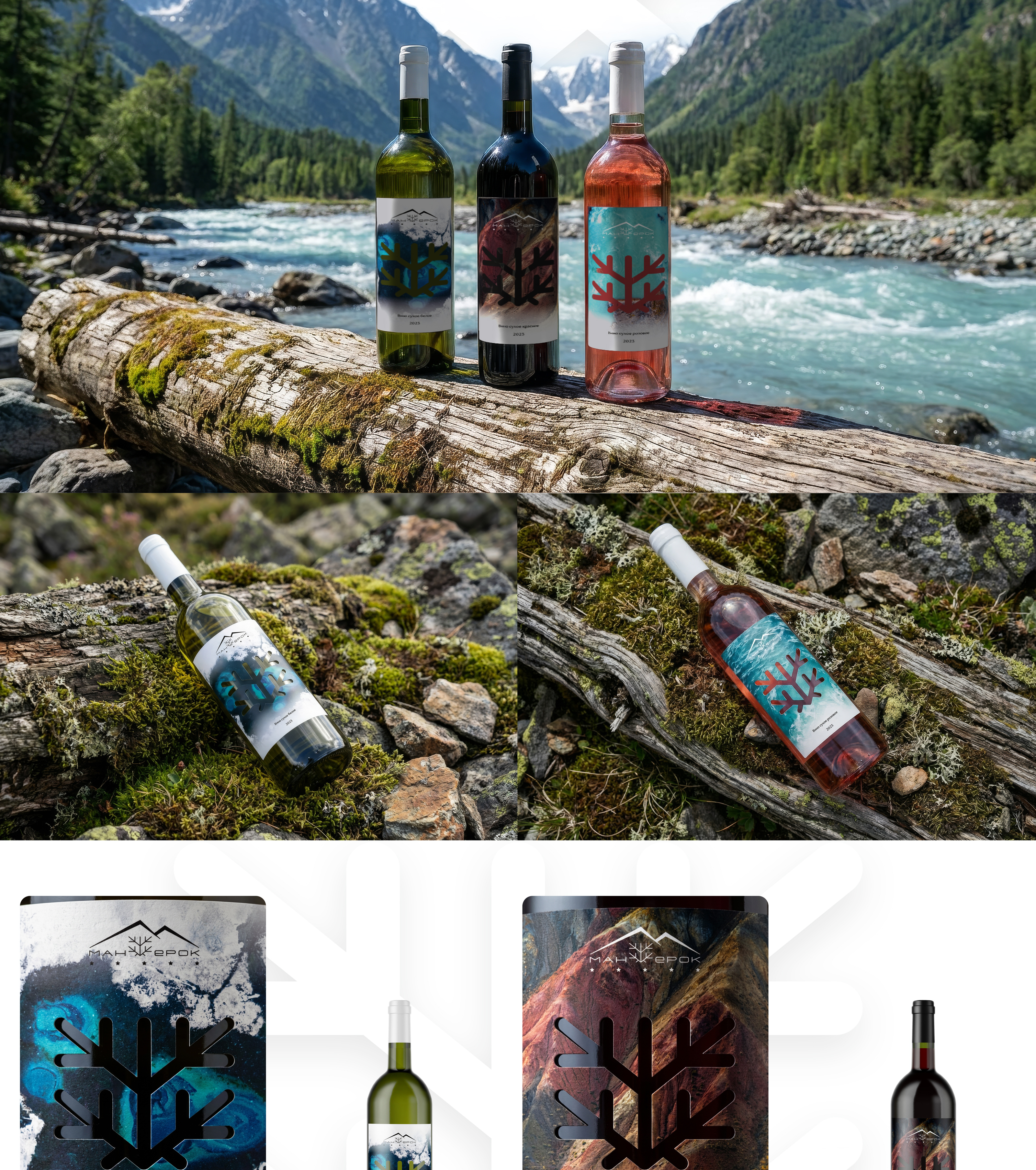 Винная этикетка для курорта "Манжерок" — Изображение №2 — Брендинг, Графика на Dprofile