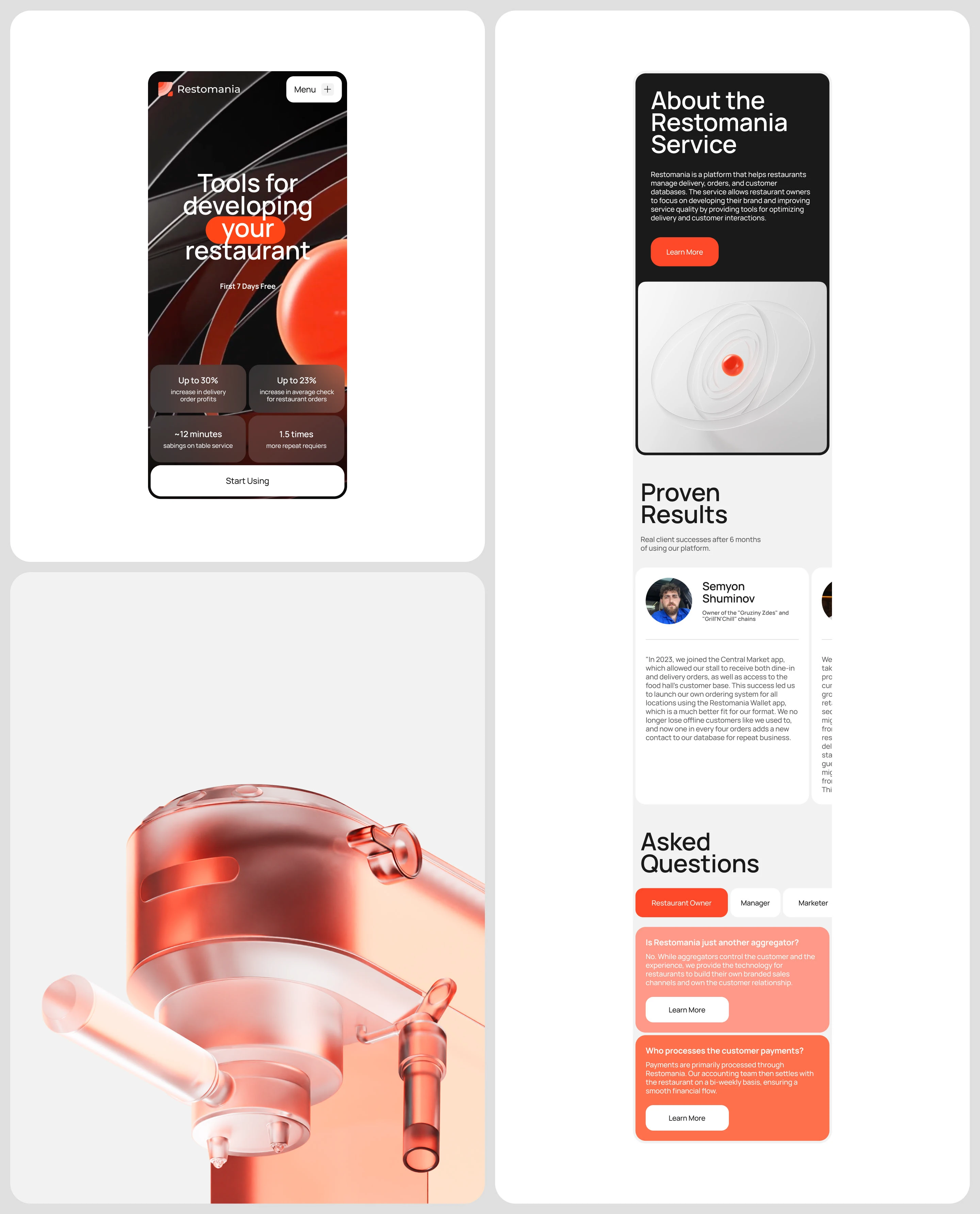 Restomania | Website & Identity — Изображение №4 — Интерфейсы, 3D на Dprofile