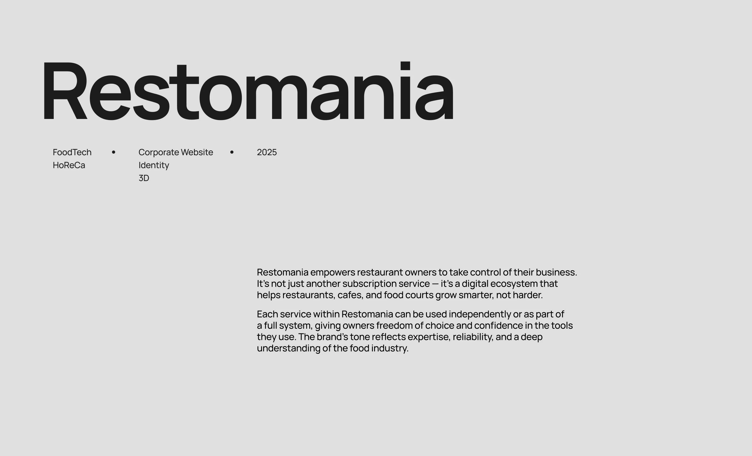 Restomania | Website & Identity — Изображение №1 — Интерфейсы, 3D на Dprofile