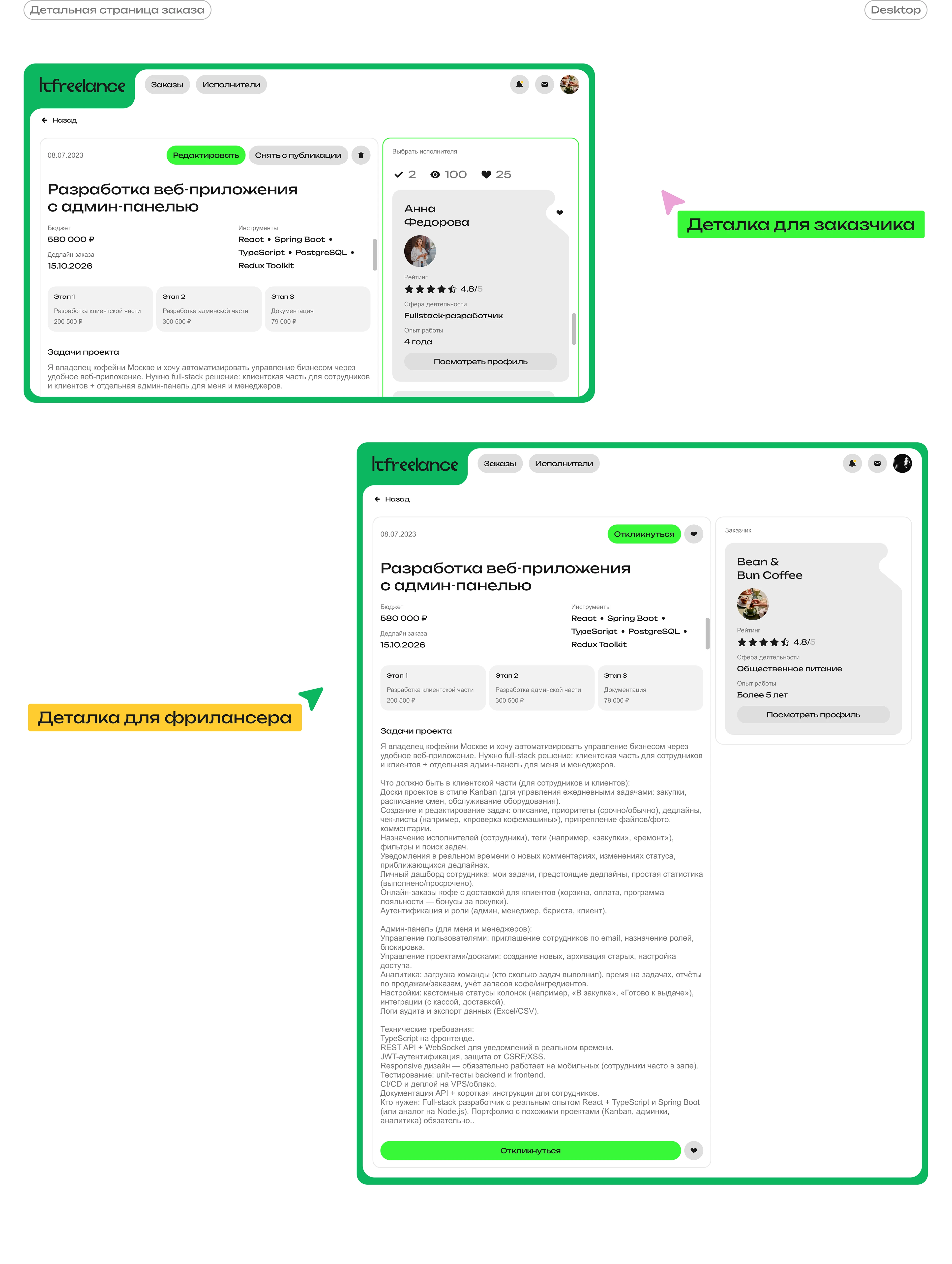 Биржа-фриланса "ITFREELANCE" — Изображение №26 — Интерфейсы, Анимация на Dprofile