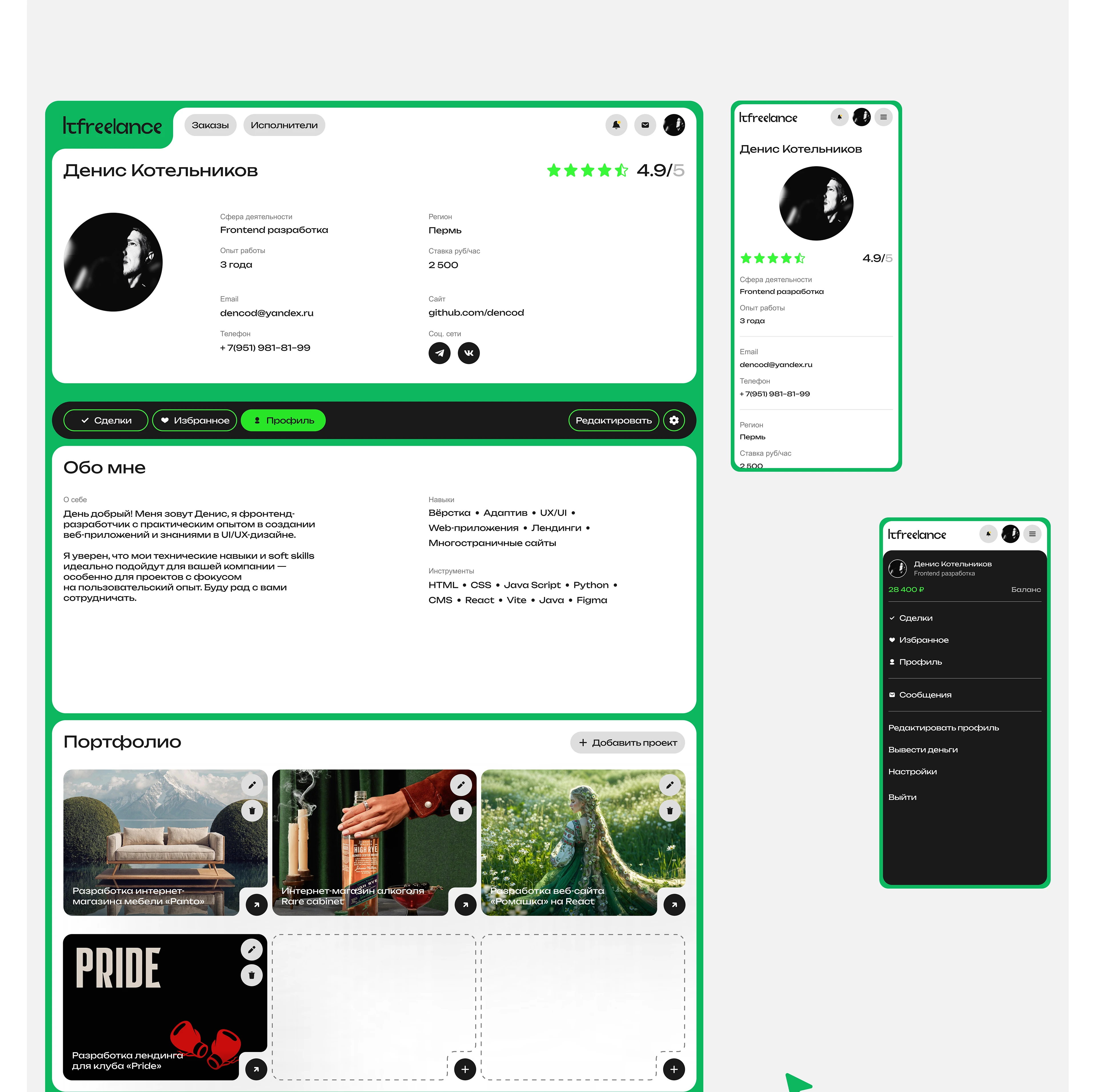 Биржа-фриланса "ITFREELANCE" — Изображение №16 — Интерфейсы, Анимация на Dprofile