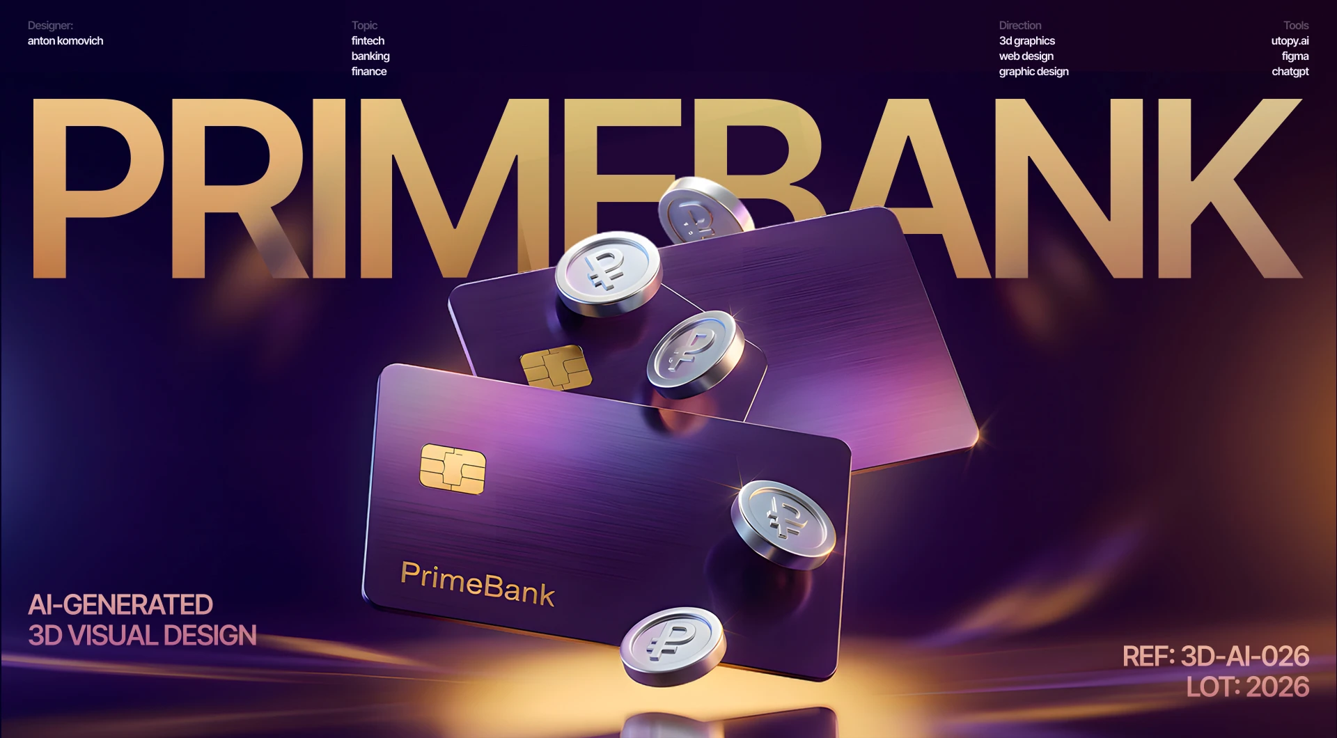 PrimeBank | AI-Generated 3D Visual — Изображение №1 — Интерфейсы, Нейро на Dprofile