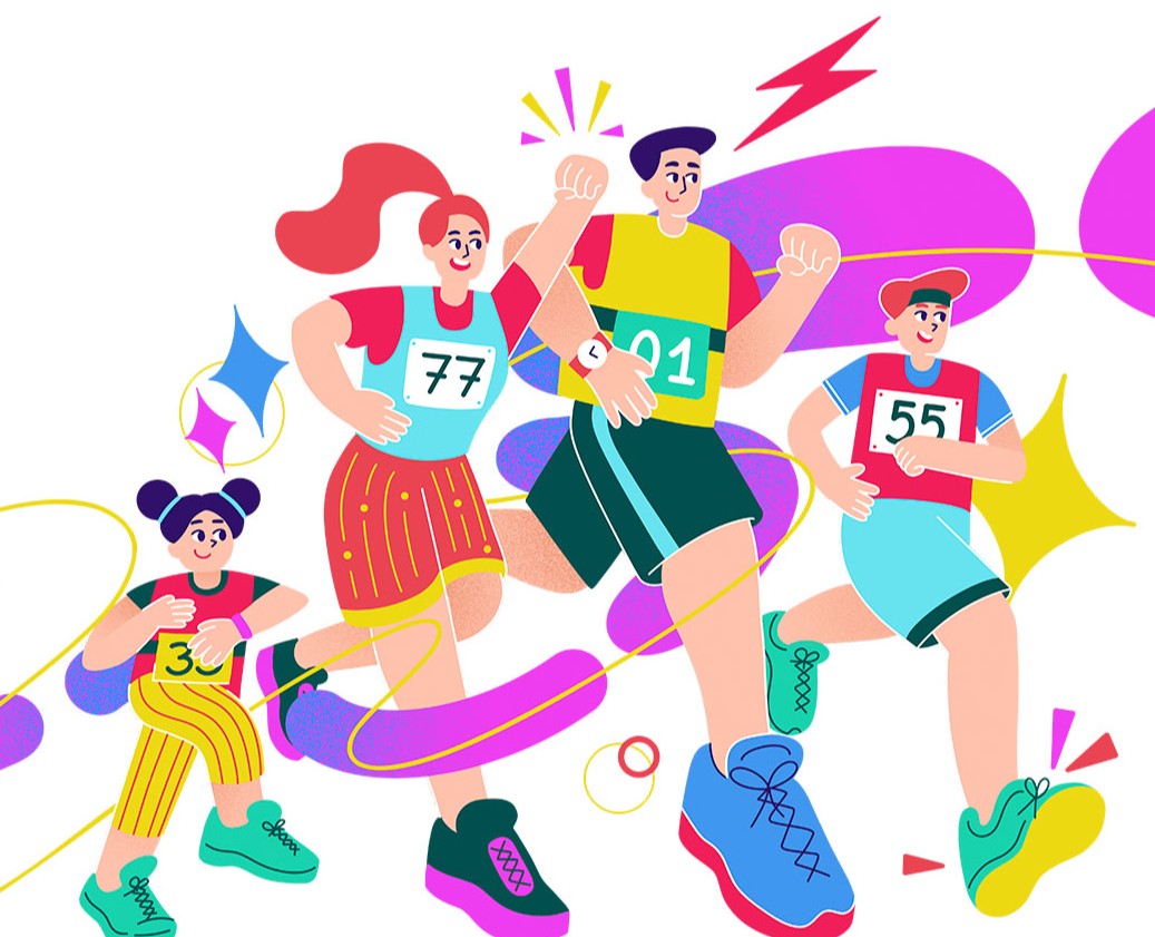 Иллюстрации персонажей для спортивных мероприятий на Dprofile