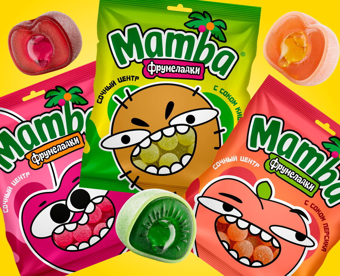 Дизайн упаковки мармелада Mamba с иллюстрациями — Брендинг, Иллюстрация на Dprofile