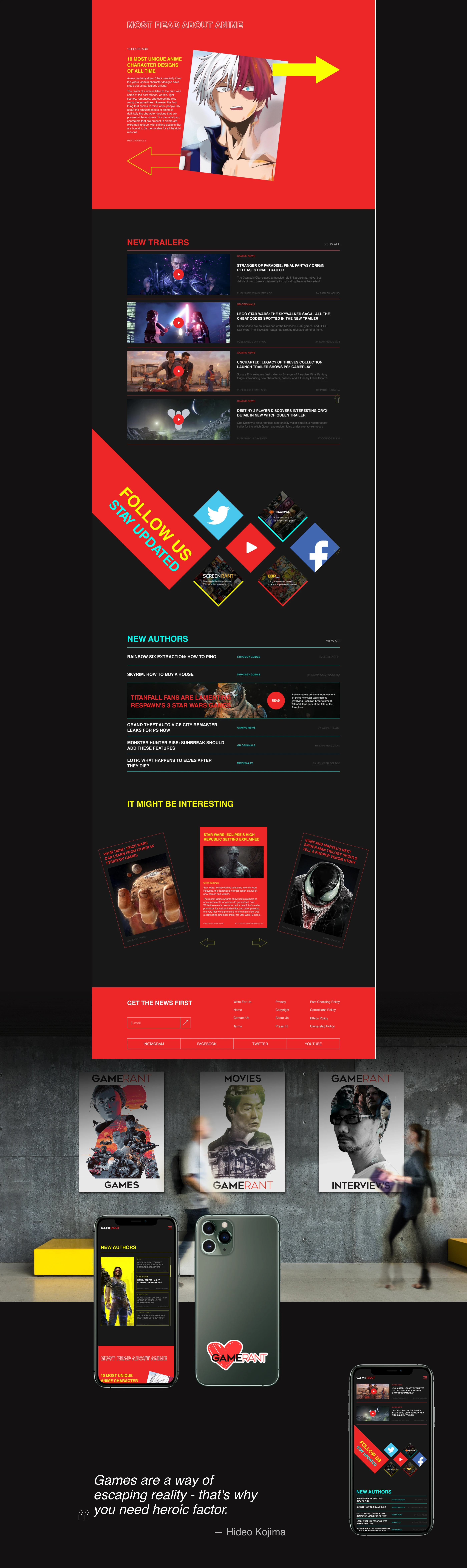 GAMERANT - News Website Redesign — Изображение №2 — Интерфейсы, Анимация на Dprofile