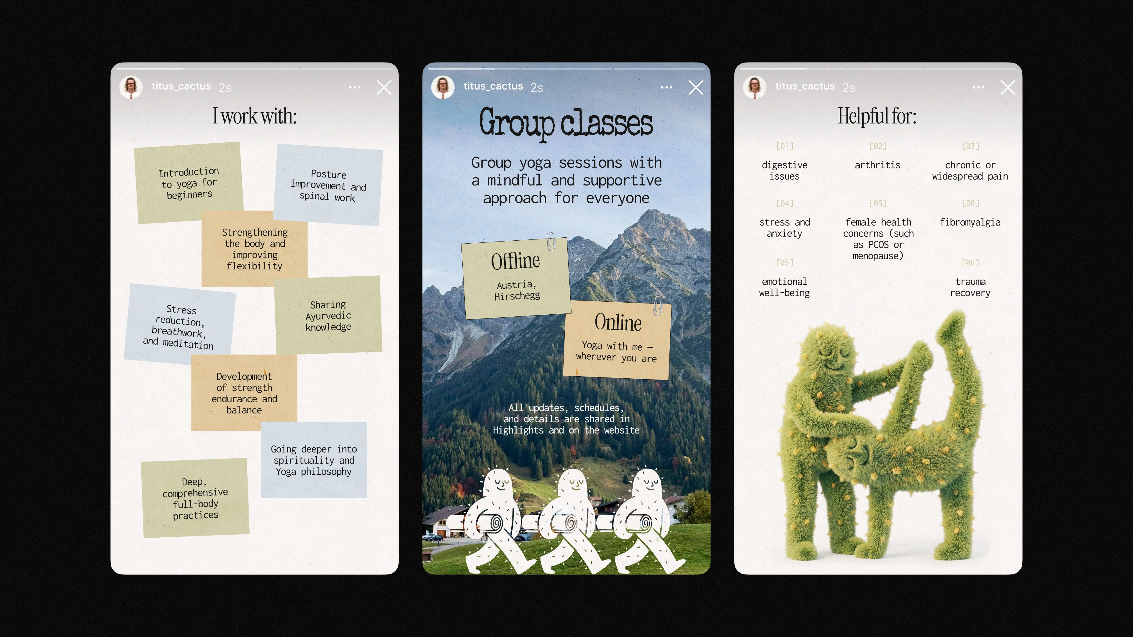 TITUS CACTUS YOGA | Brand identity & Web Design & Ai — Изображение №4 — Интерфейсы, Брендинг на Dprofile