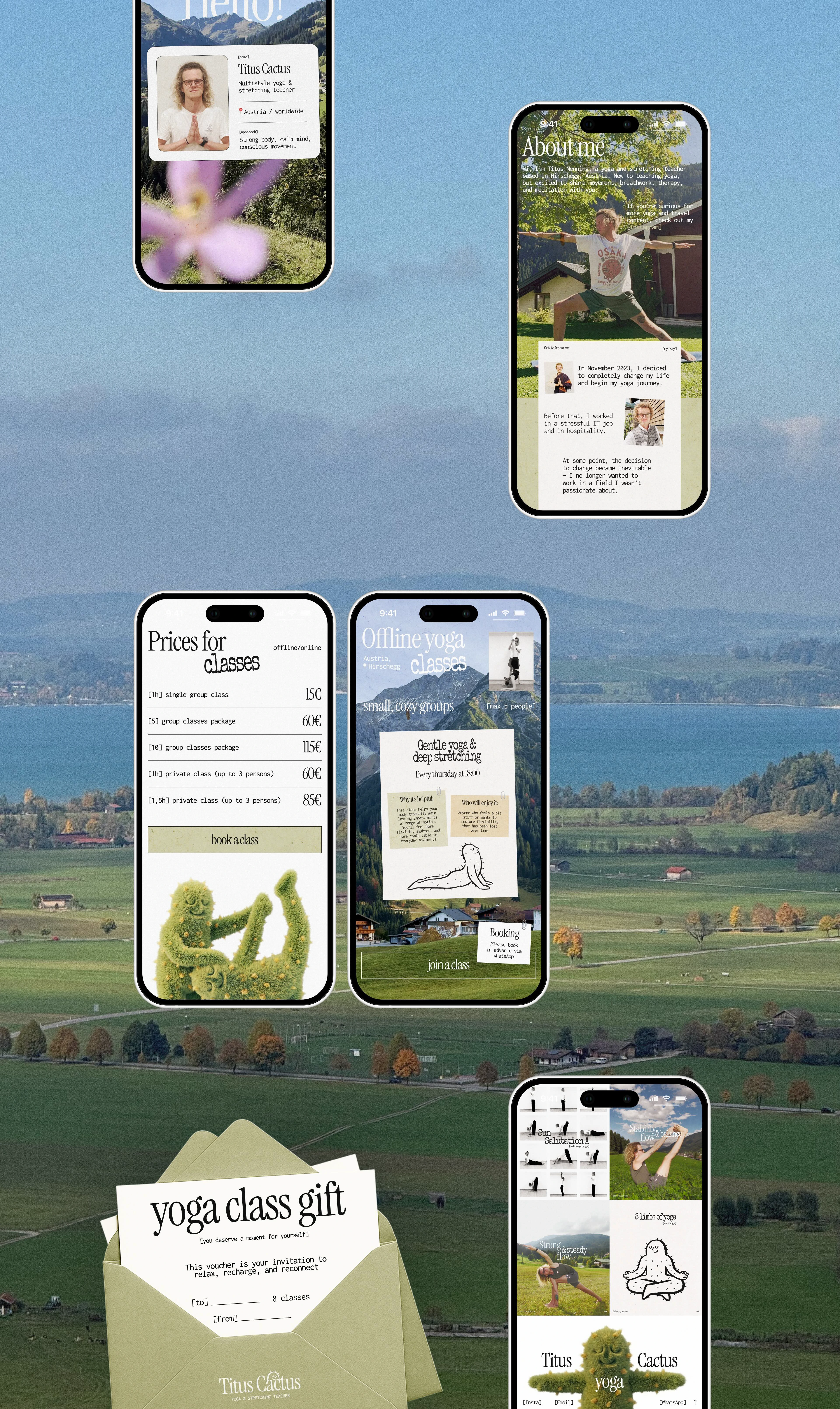 TITUS CACTUS YOGA | Brand identity & Web Design & Ai — Изображение №13 — Интерфейсы, Брендинг на Dprofile