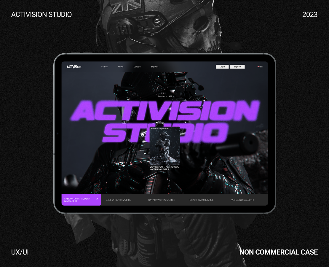 Activision Corporate Website Redesign — Интерфейсы, Графика на Dprofile