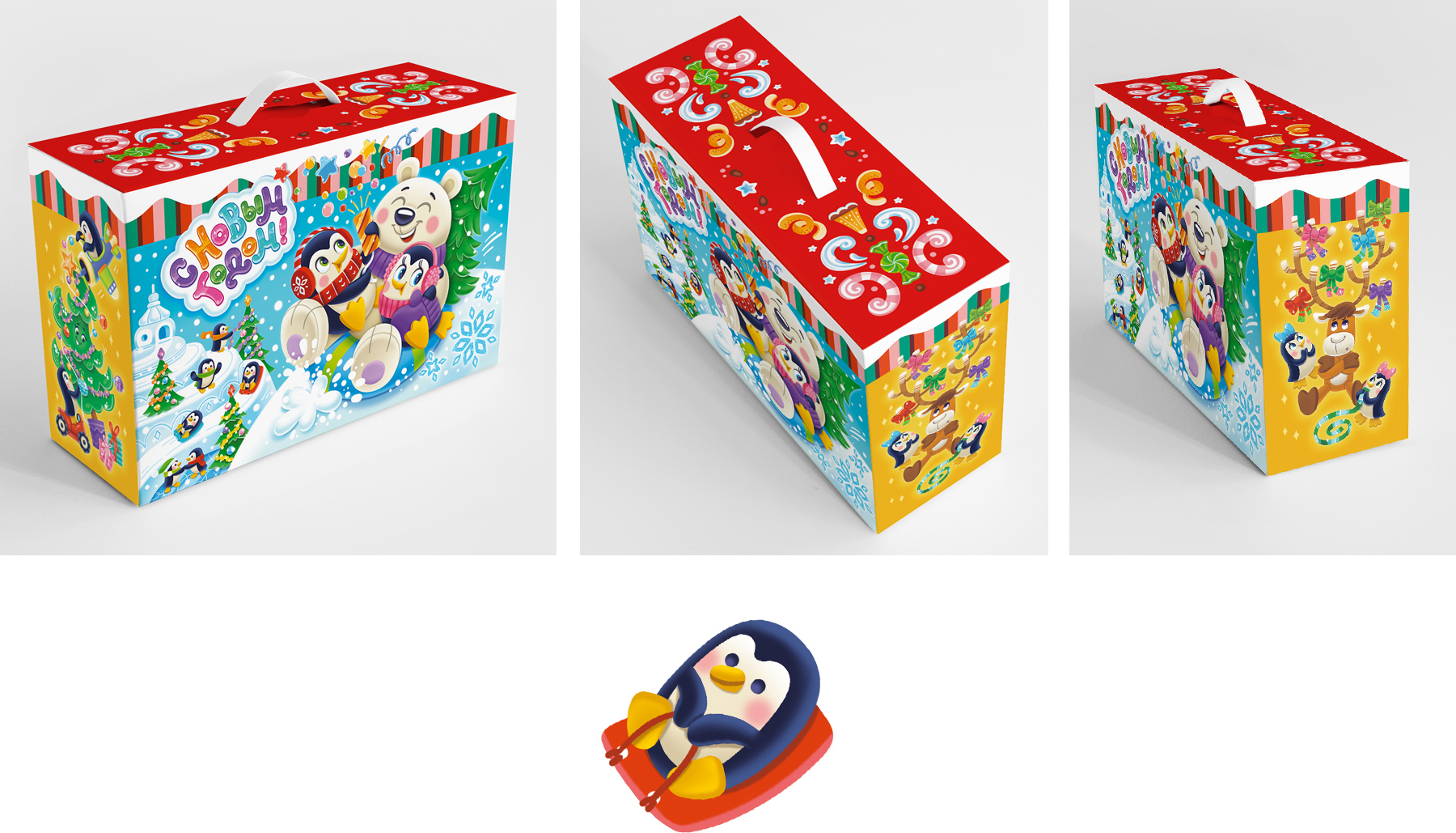 Дизайн новогодней упаковки. Новогодняя упаковка "Пингвины" — Изображение №5 — Брендинг, Иллюстрация на Dprofile