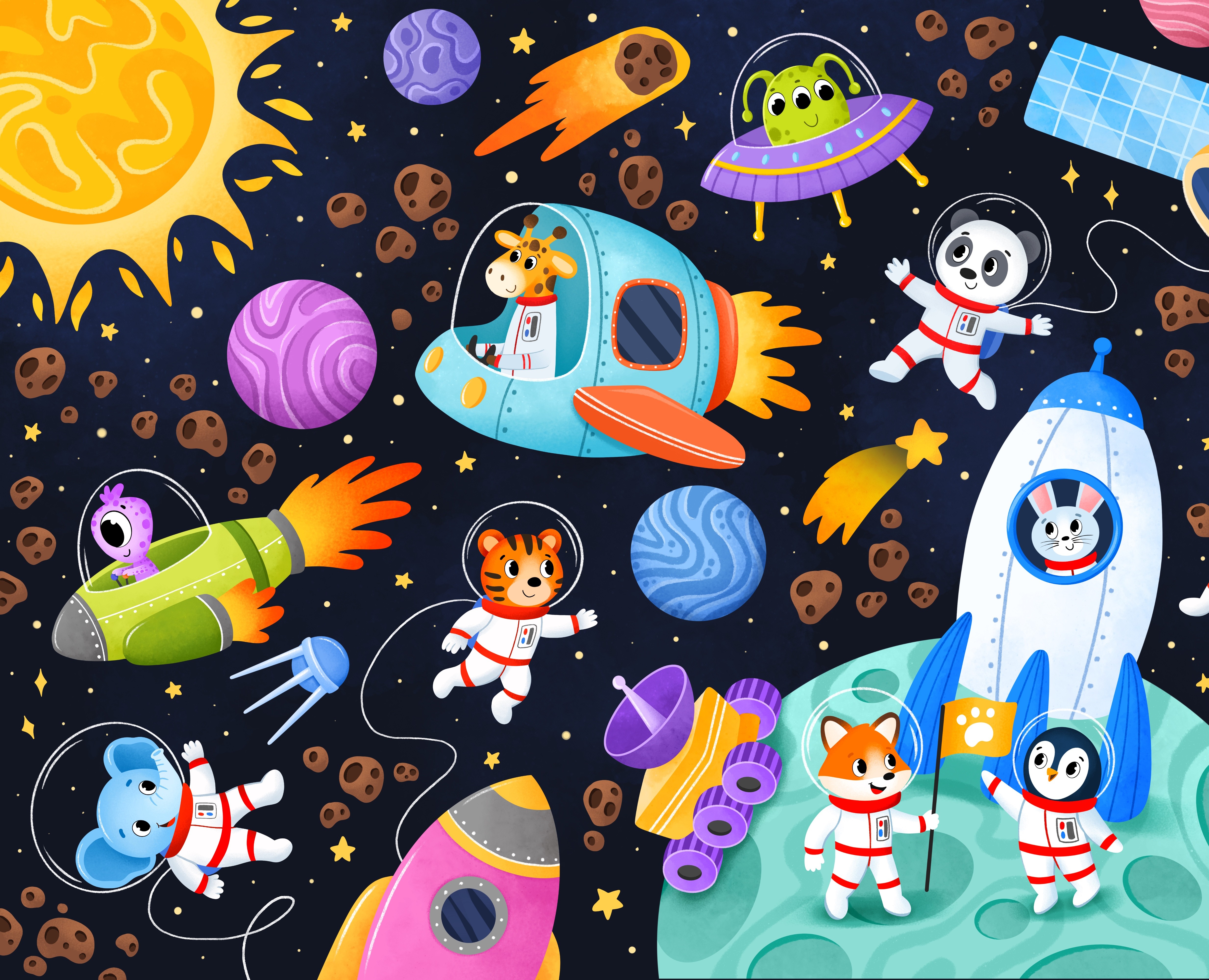 Виммельбух "Космос" — Иллюстрация на Dprofile