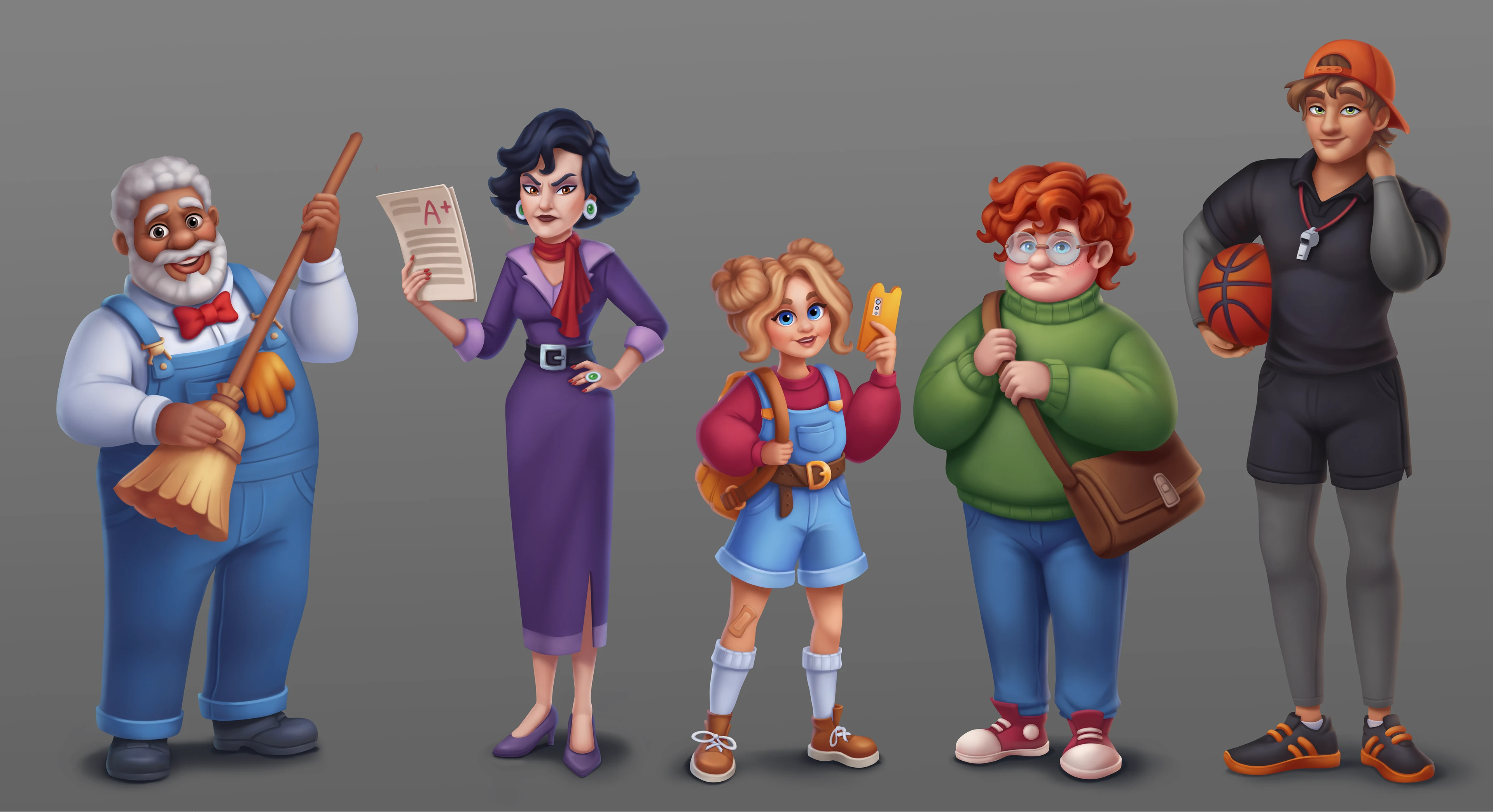 Профиль Anna Lyubaeva Казуальные персонажи "Cтаршая школа." Casual game — Изображение №17 — Иллюстрация на Dprofile