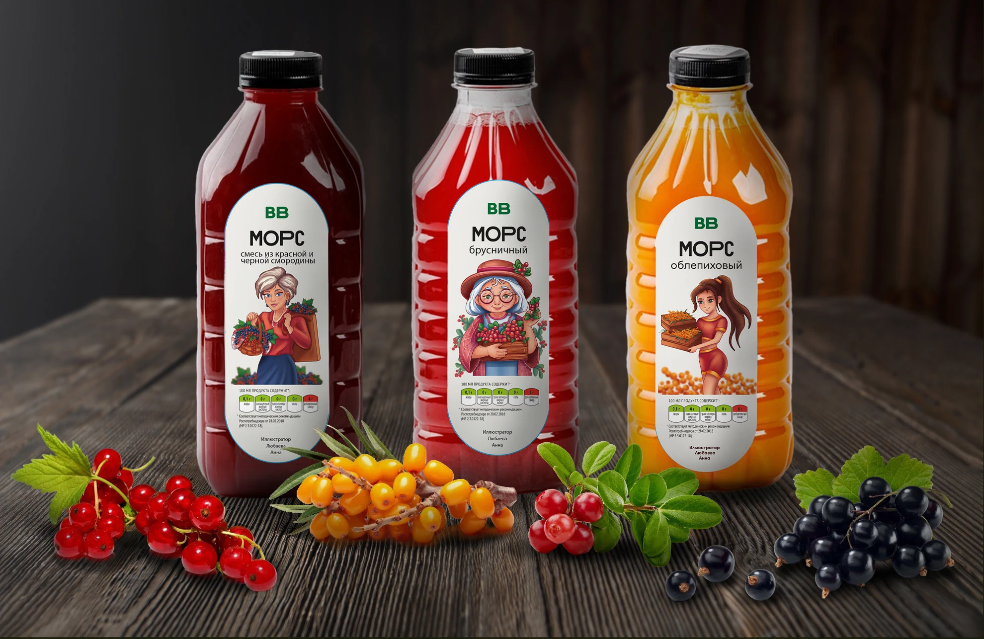 Дизайн этикетки для морса "ВкусВилл". — Изображение №1 — Брендинг, Иллюстрация на Dprofile
