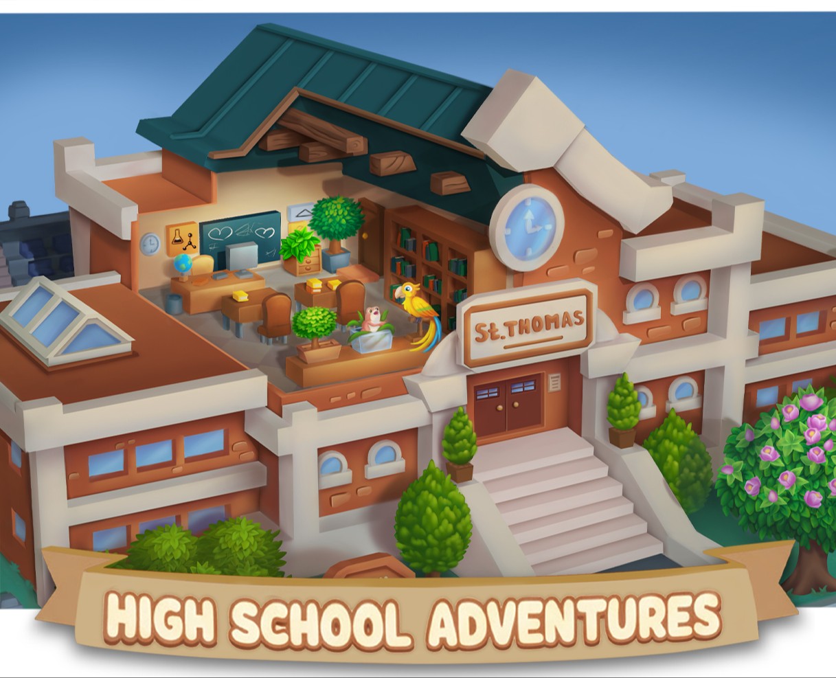 Казуальная локация "Старшая школа". Mobile Game — Иллюстрация на Dprofile