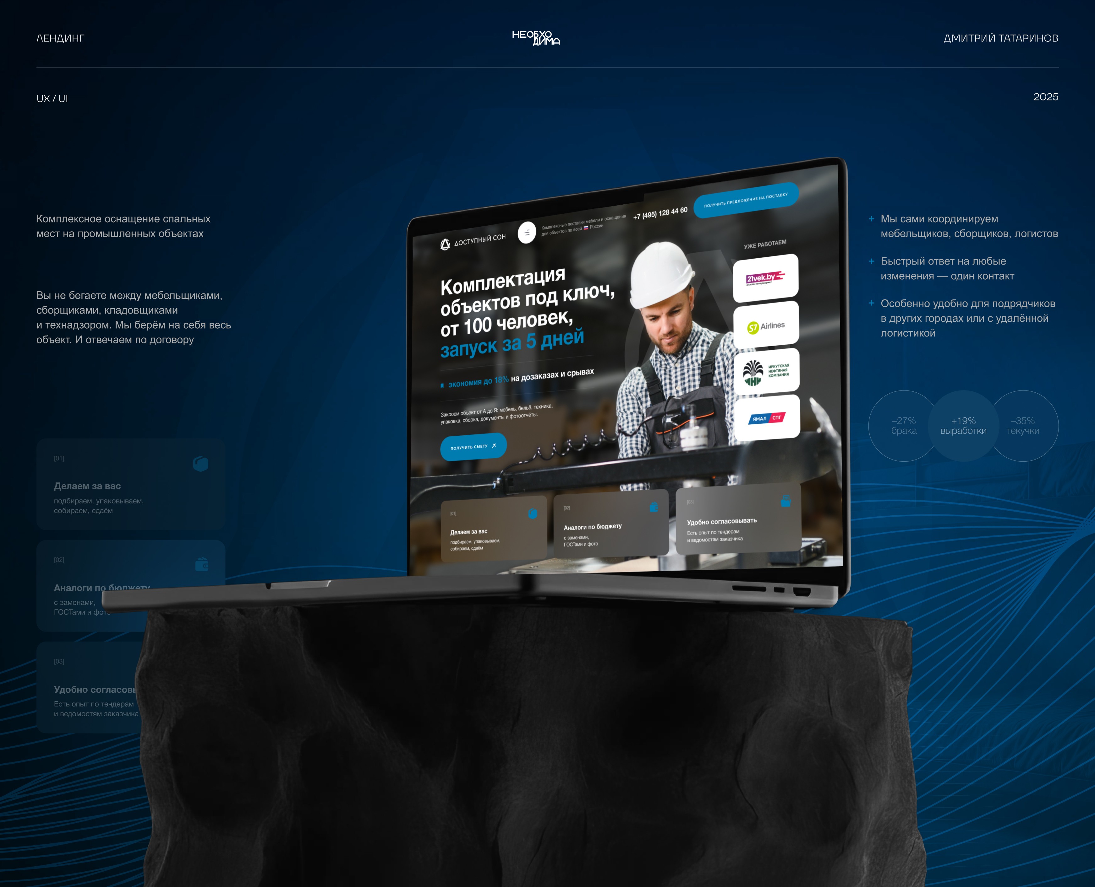 Дизайн сайта для компании оснащения спальных мест на Dprofile