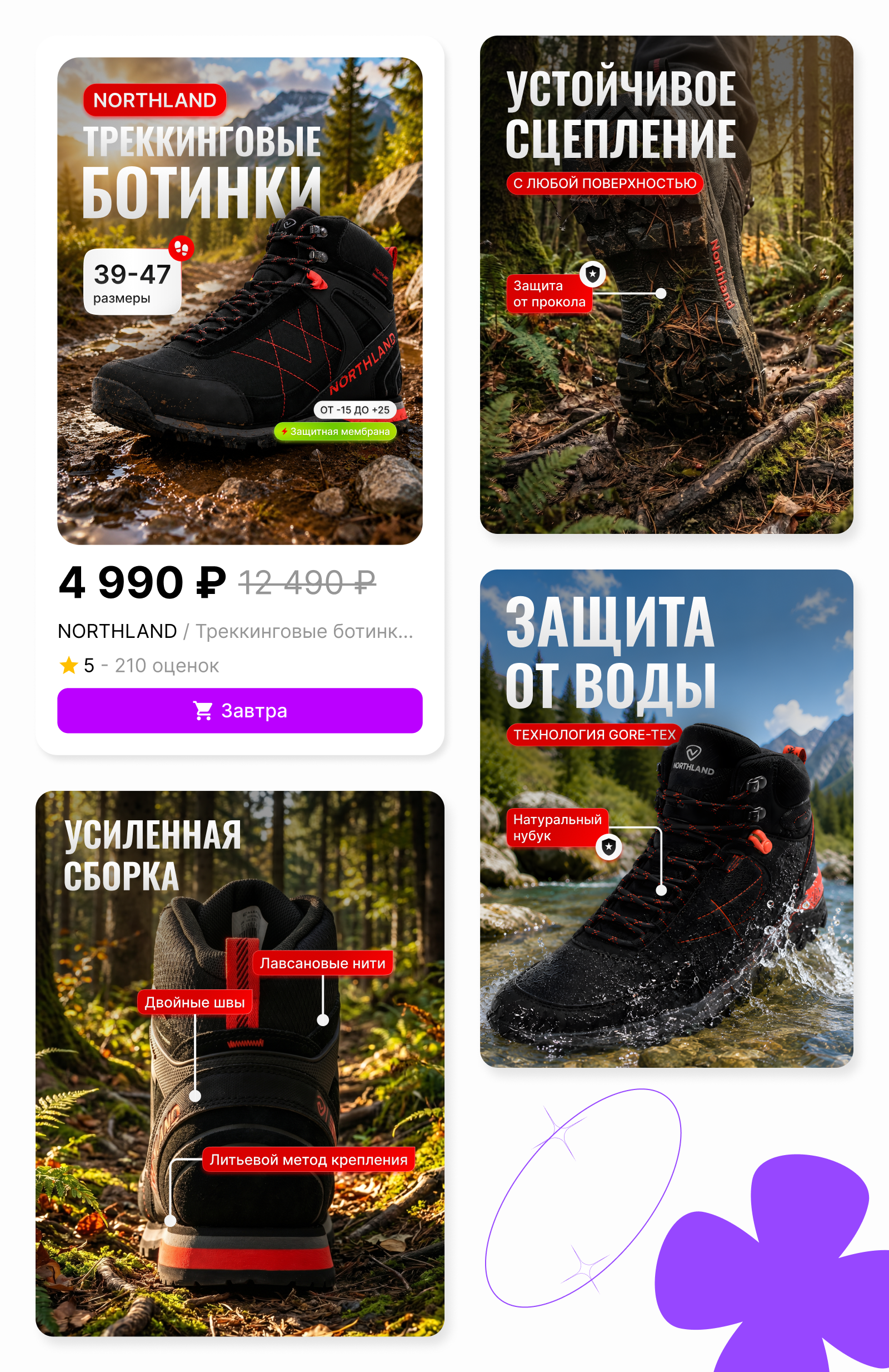 Дизайн инфографики треккинговых ботинок — Изображение №2 — Брендинг, Графика на Dprofile