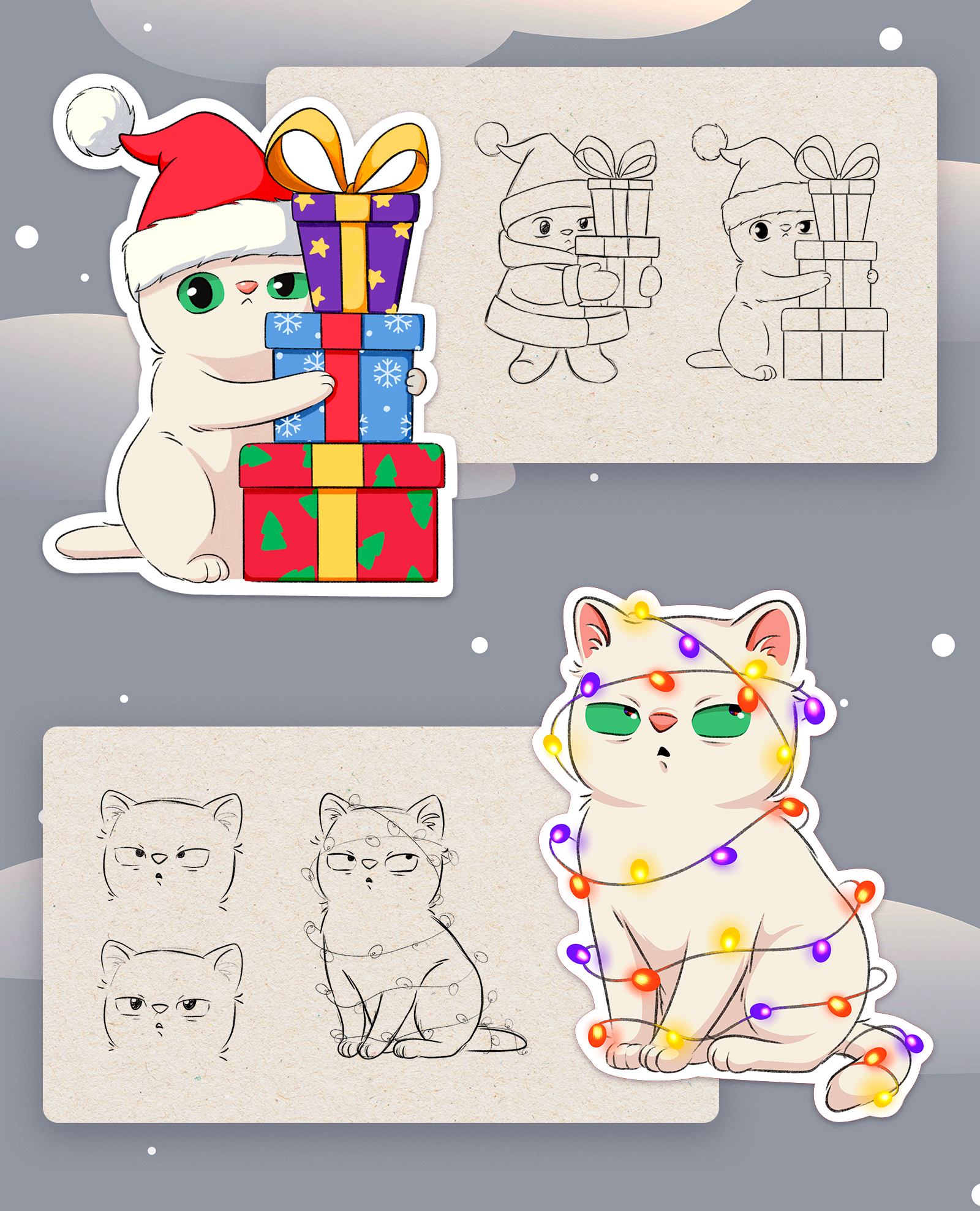 Стикеры "Сметанкин Новый год" — Изображение №3 — Брендинг, Иллюстрация на Dprofile