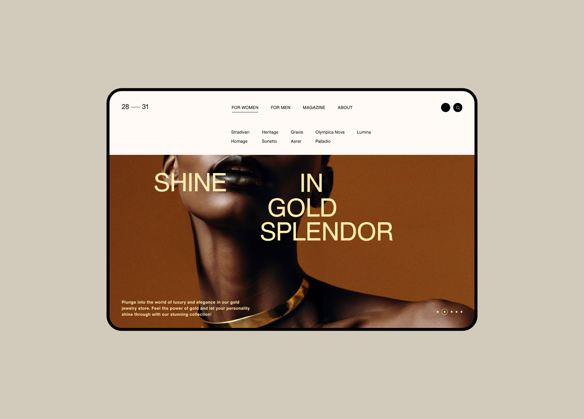 Design concept for the online jewelry store 28—31 STORE — Изображение №2 — Интерфейсы, Брендинг на Dprofile