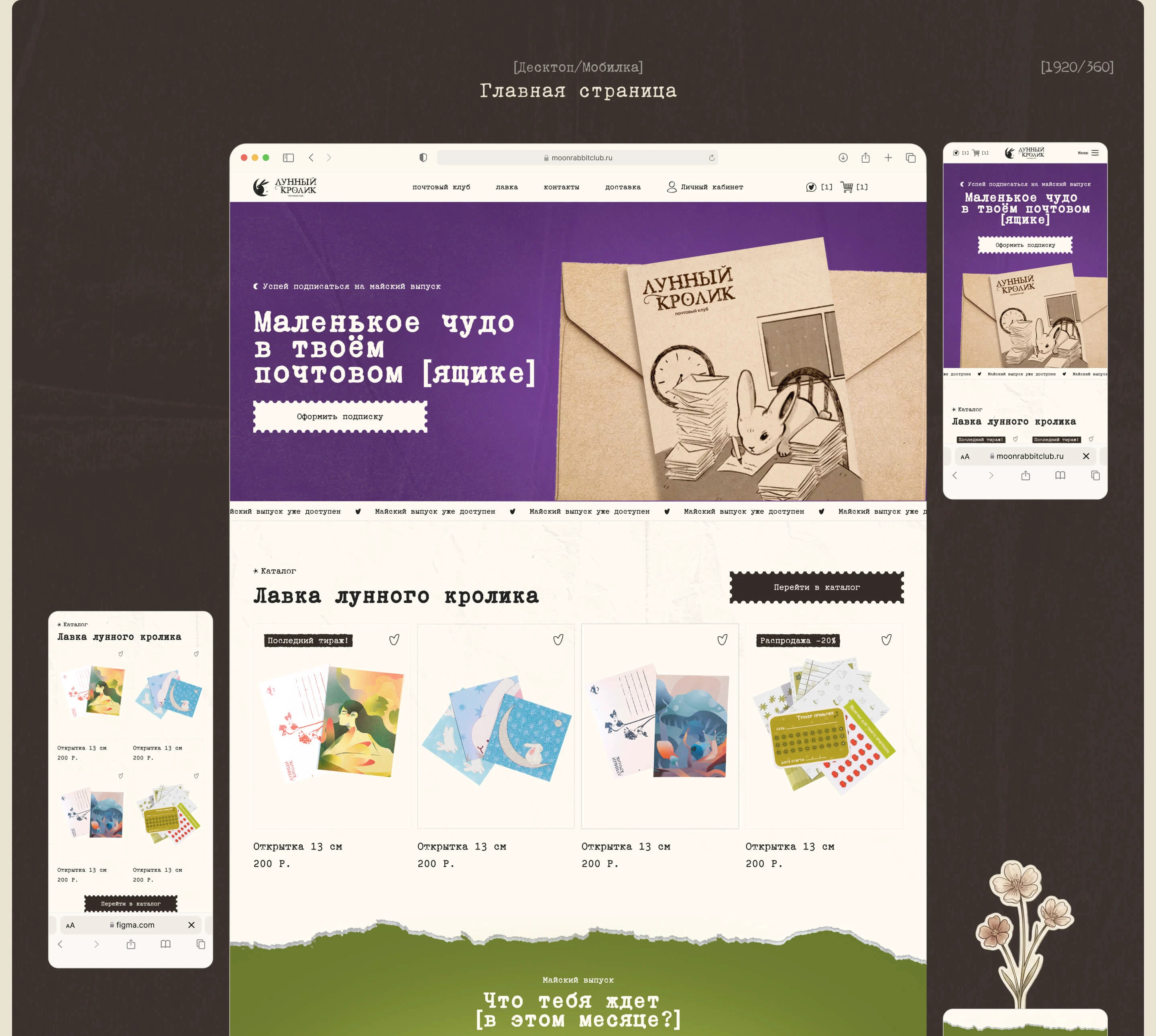 Лунный Кролик | Почтовый клуб — Изображение №2 — Интерфейсы, Брендинг на Dprofile