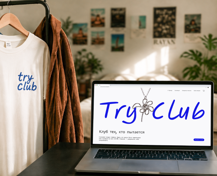 TRY CLUB — Айдентика стритвир-бренда и UX/UI дизайн интернет-магазина — Интерфейсы, Брендинг на Dprofile
