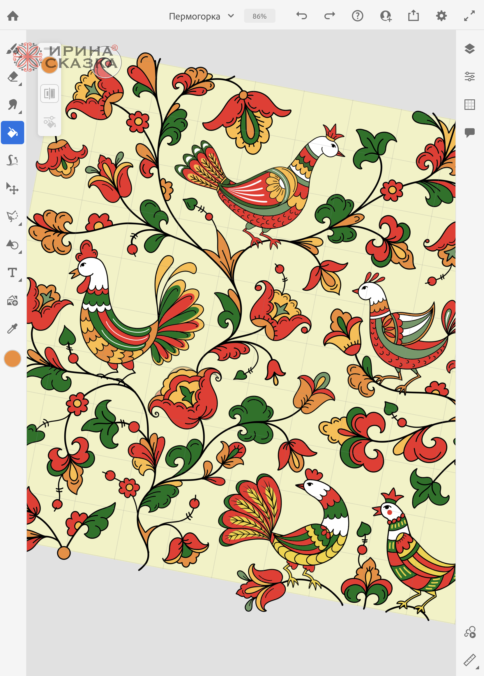 Пермогорская роспись. Коллекция паттернов. — Изображение №9 — Иллюстрация, Графика на Dprofile