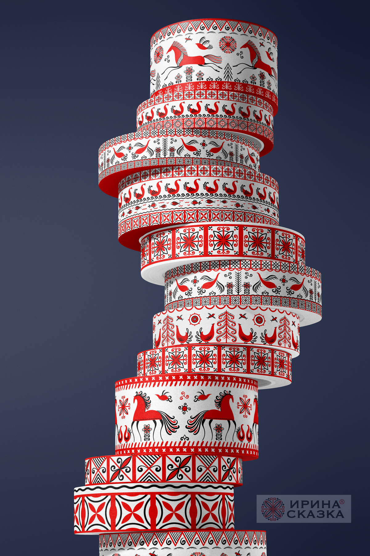 Бордюрные орнаменты в стиле мезенской росписи — Изображение №9 — Иллюстрация, Графика на Dprofile