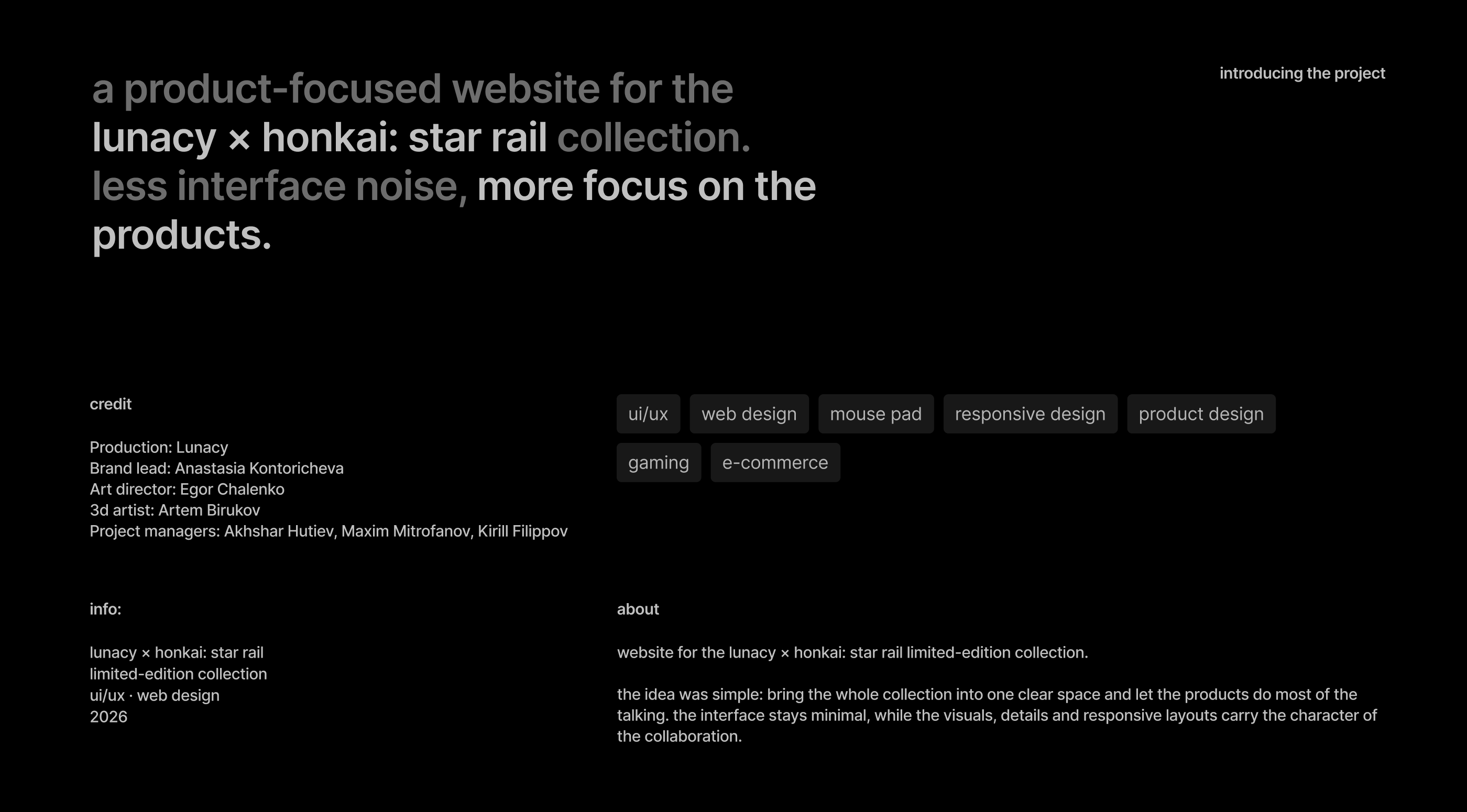 Lunacy × Honkai: Star Rail - Website — Изображение №2 — Интерфейсы на Dprofile