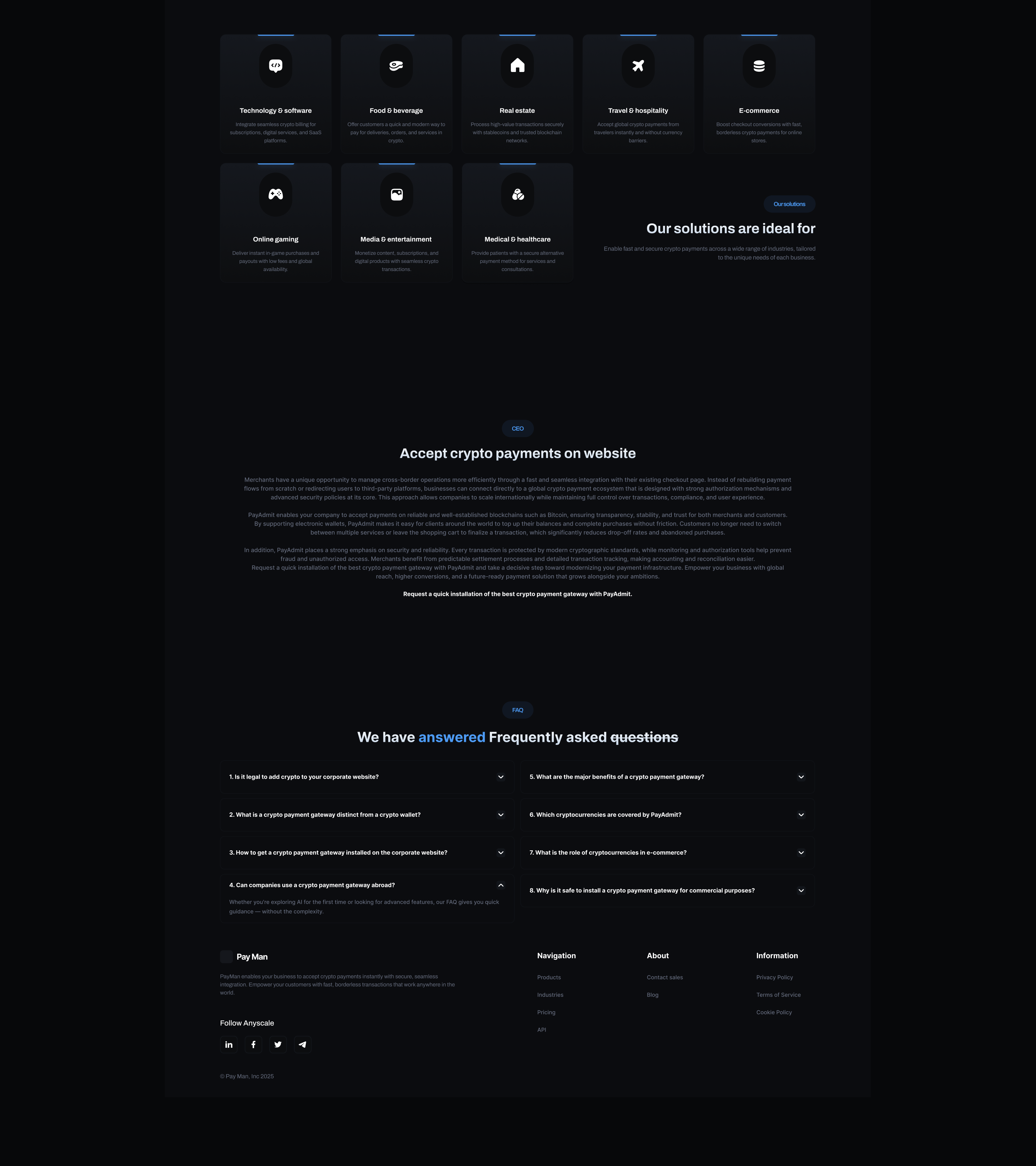 Pay Man '25 [ Crypto landing page ] — Изображение №3 — Интерфейсы, Иллюстрация на Dprofile