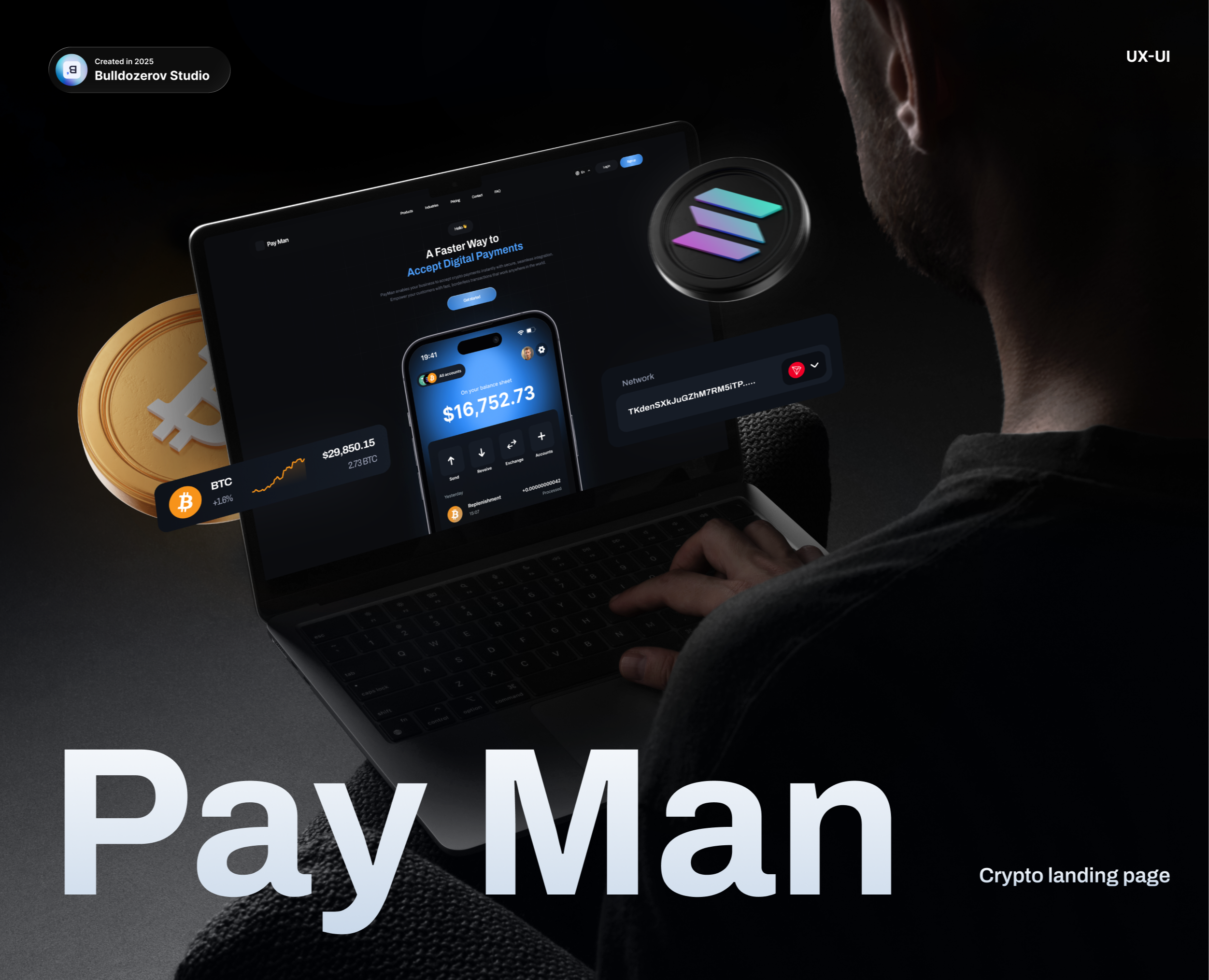 Pay Man '25 [ Crypto landing page ] — Интерфейсы, Иллюстрация на Dprofile