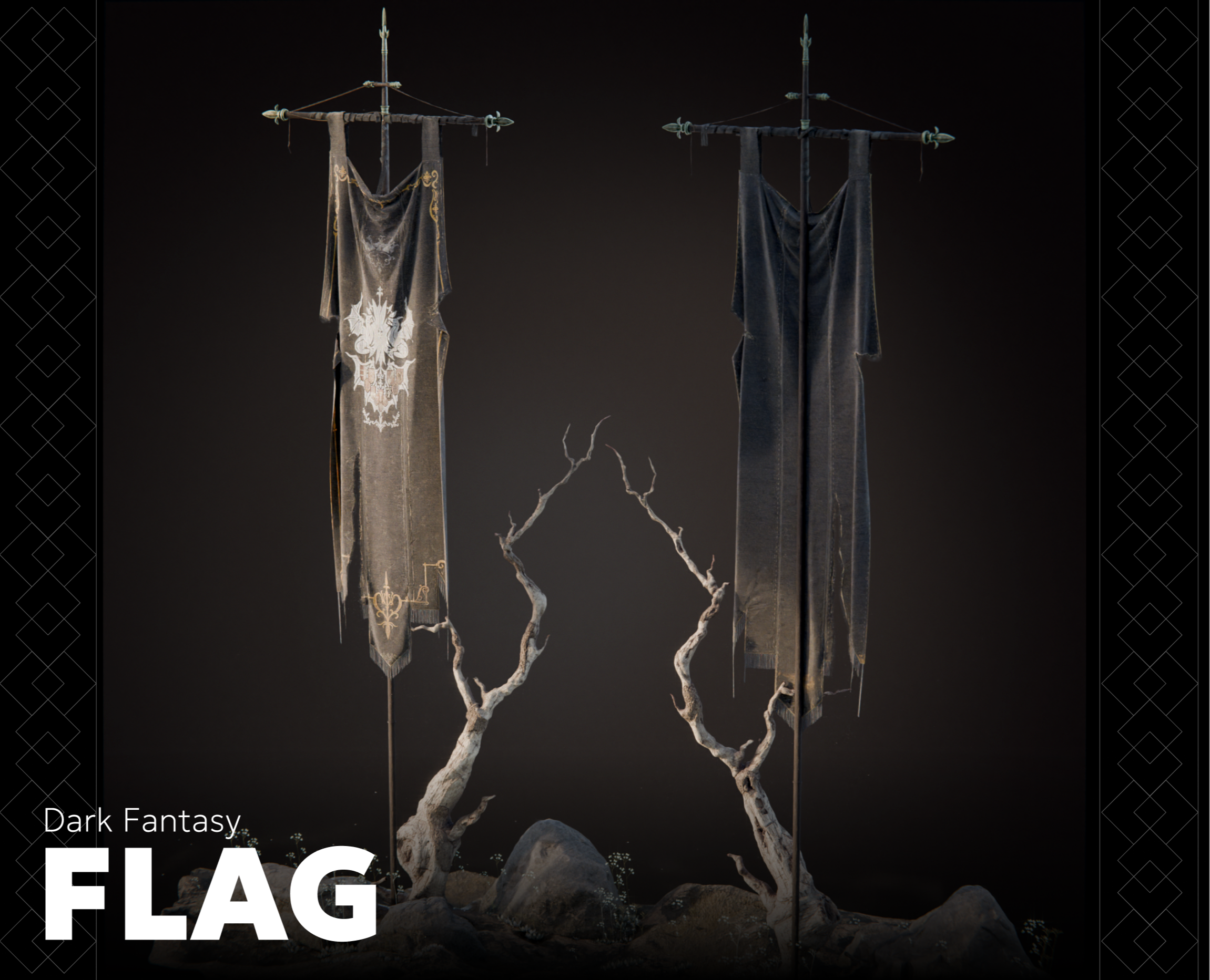 3D флаг в стиле Dark Fantasy — Иллюстрация, 3D на Dprofile