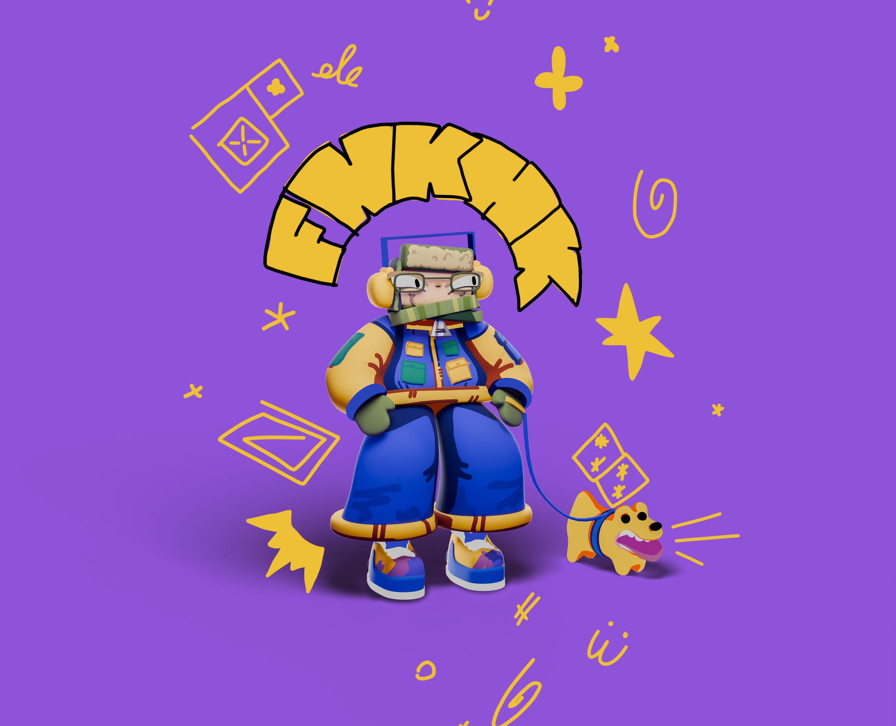 3D character design + hand painting texture [blender] на Dprofile