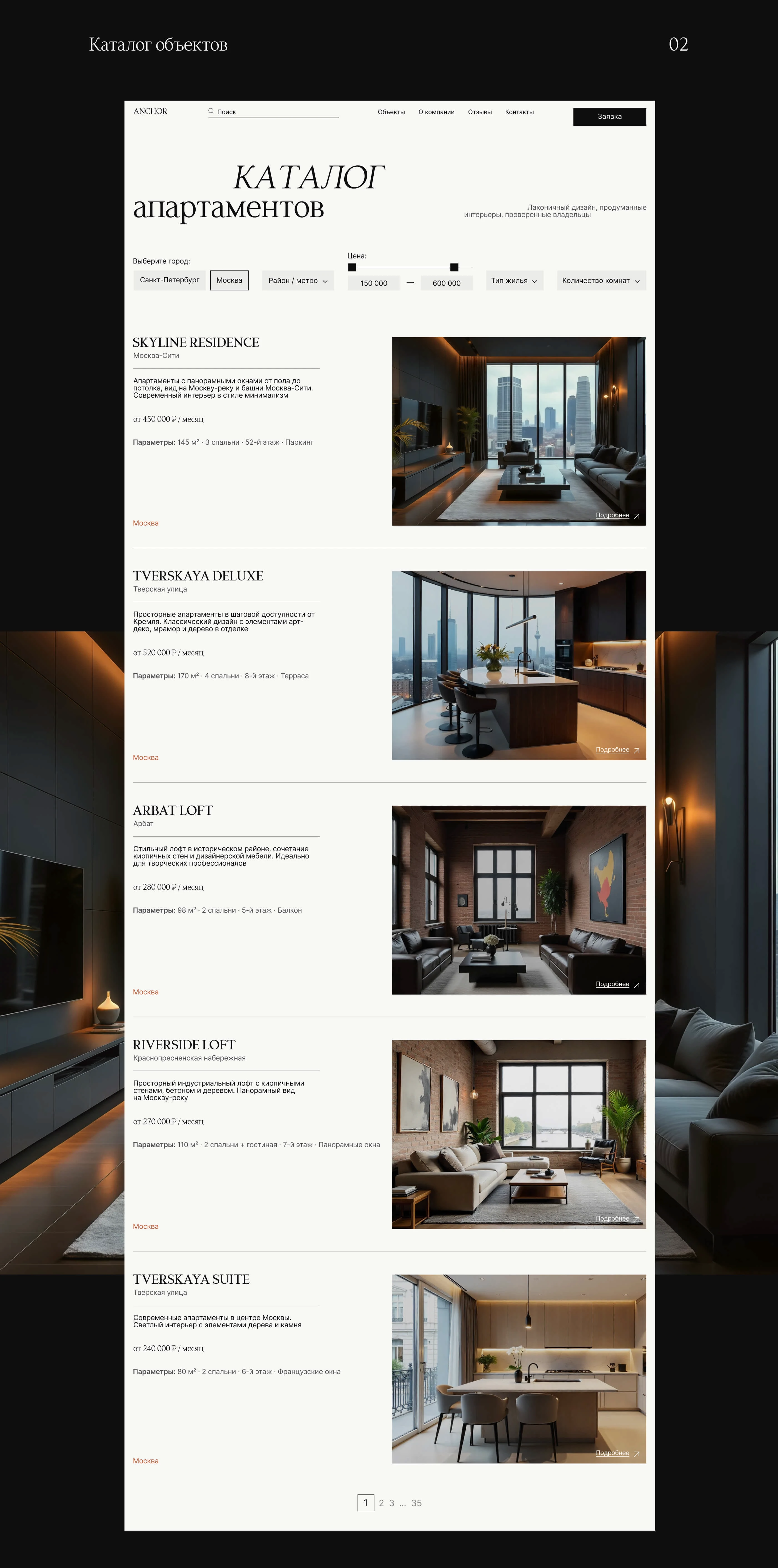 ANCHOR | ВЕБ-САЙТ ДЛЯ АГЕНТСТВА НЕДВИЖИМОСТИ — Изображение №12 — Интерфейсы на Dprofile