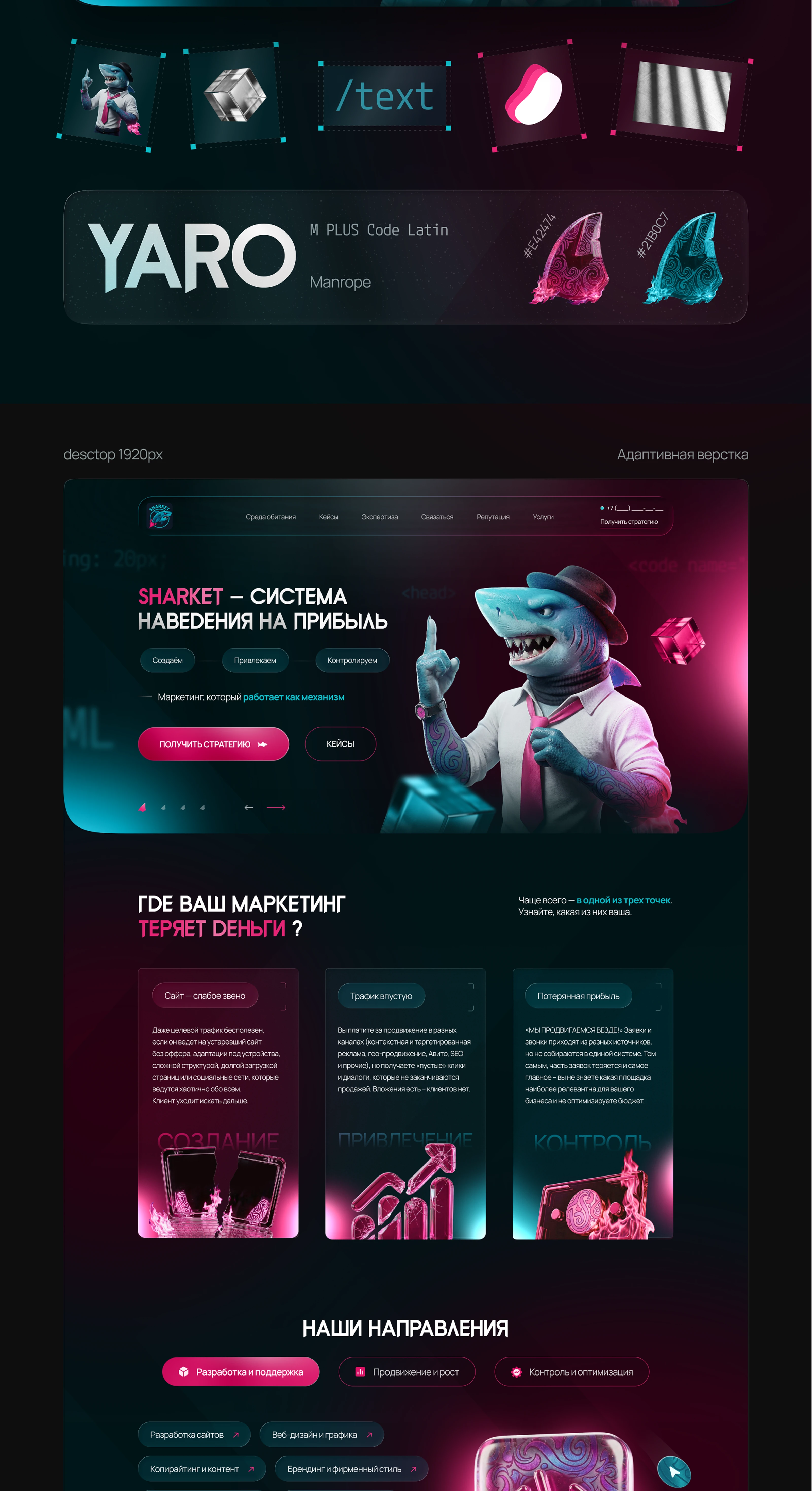 Сайт для агентства SHARKET / Website for agency SHARKET — Изображение №3 — Интерфейсы, Графика на Dprofile