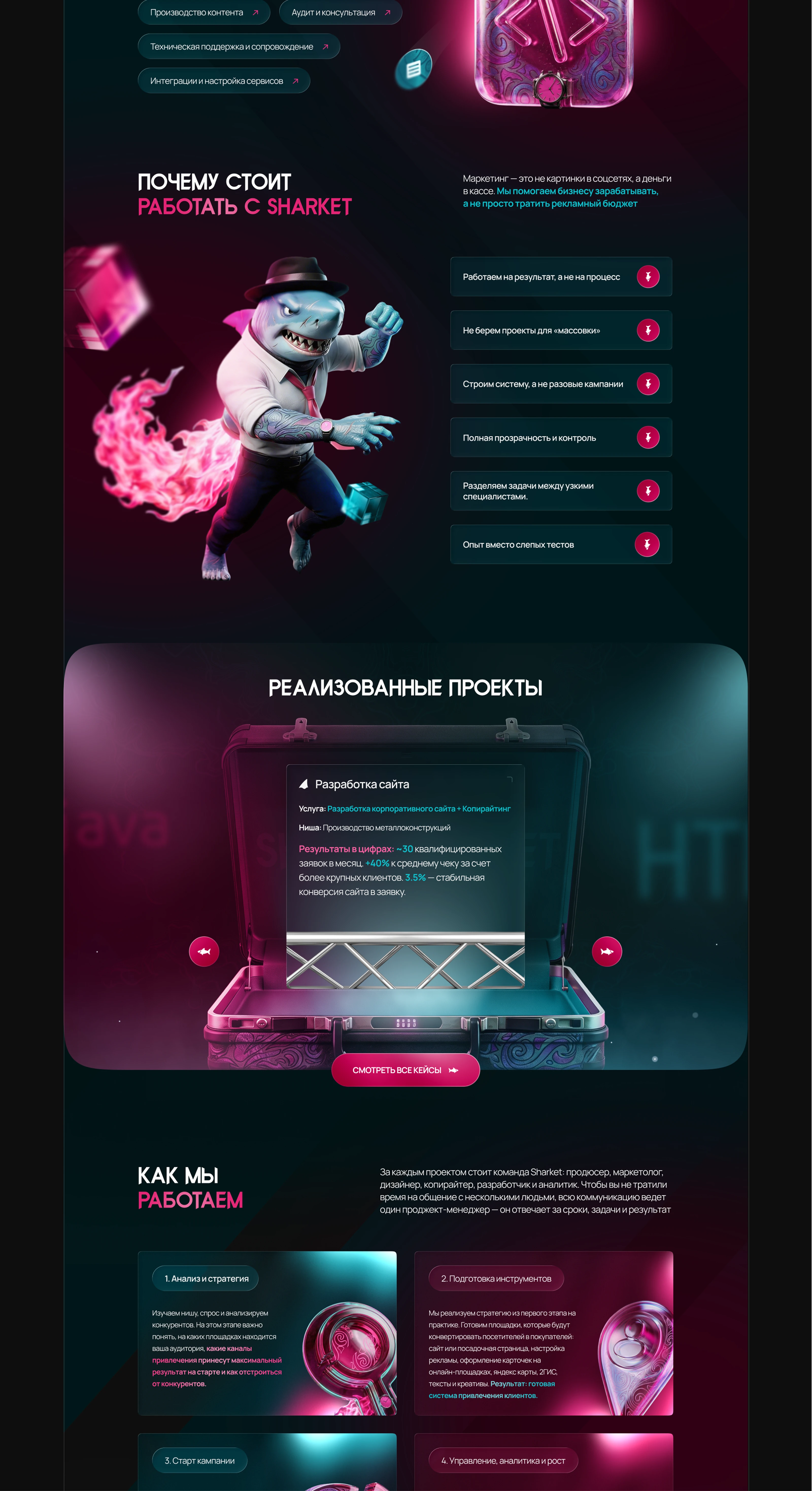 Сайт для агентства SHARKET / Website for agency SHARKET — Изображение №4 — Интерфейсы, Графика на Dprofile