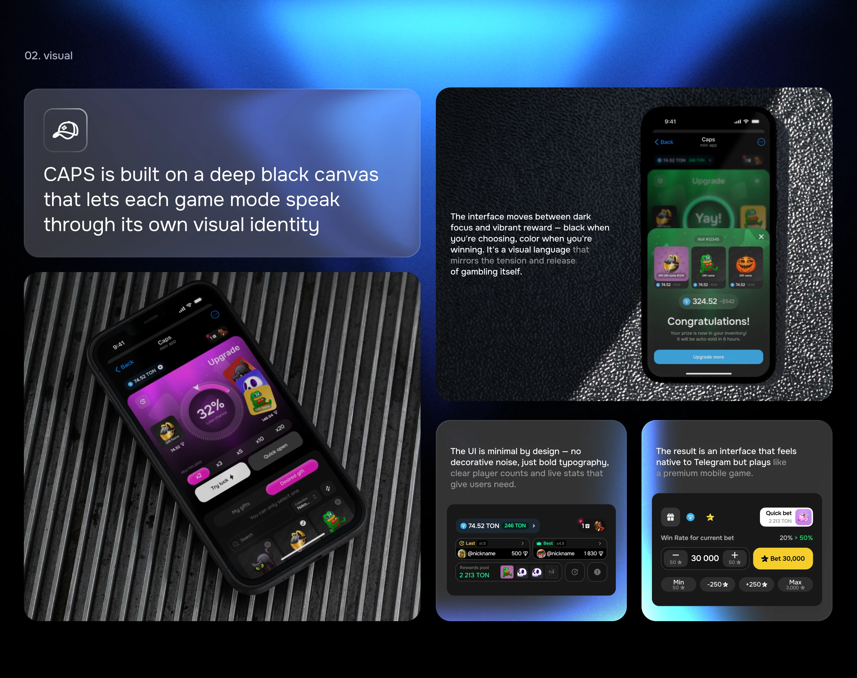 CAPS gambling Telegram mini-app — Изображение №4 — Интерфейсы на Dprofile