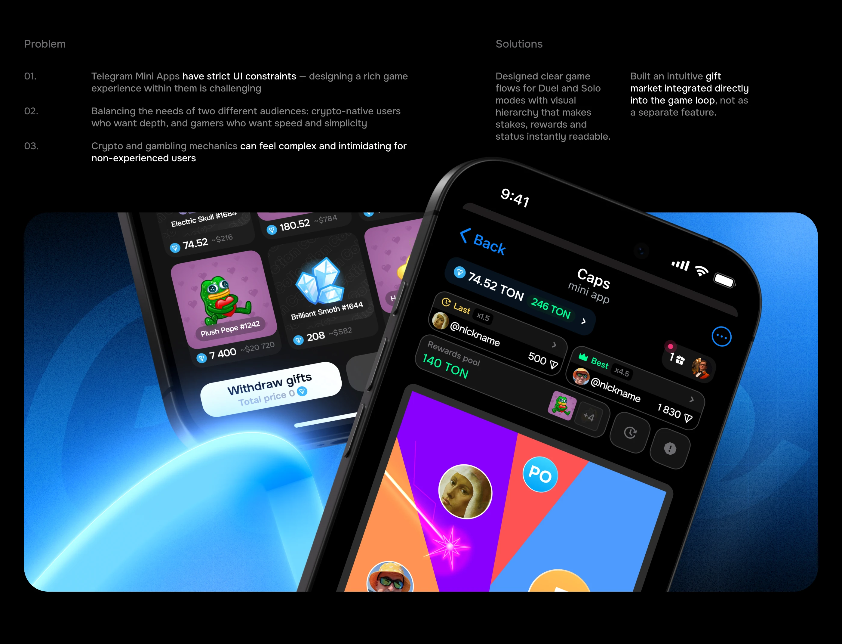CAPS gambling Telegram mini-app — Изображение №3 — Интерфейсы на Dprofile