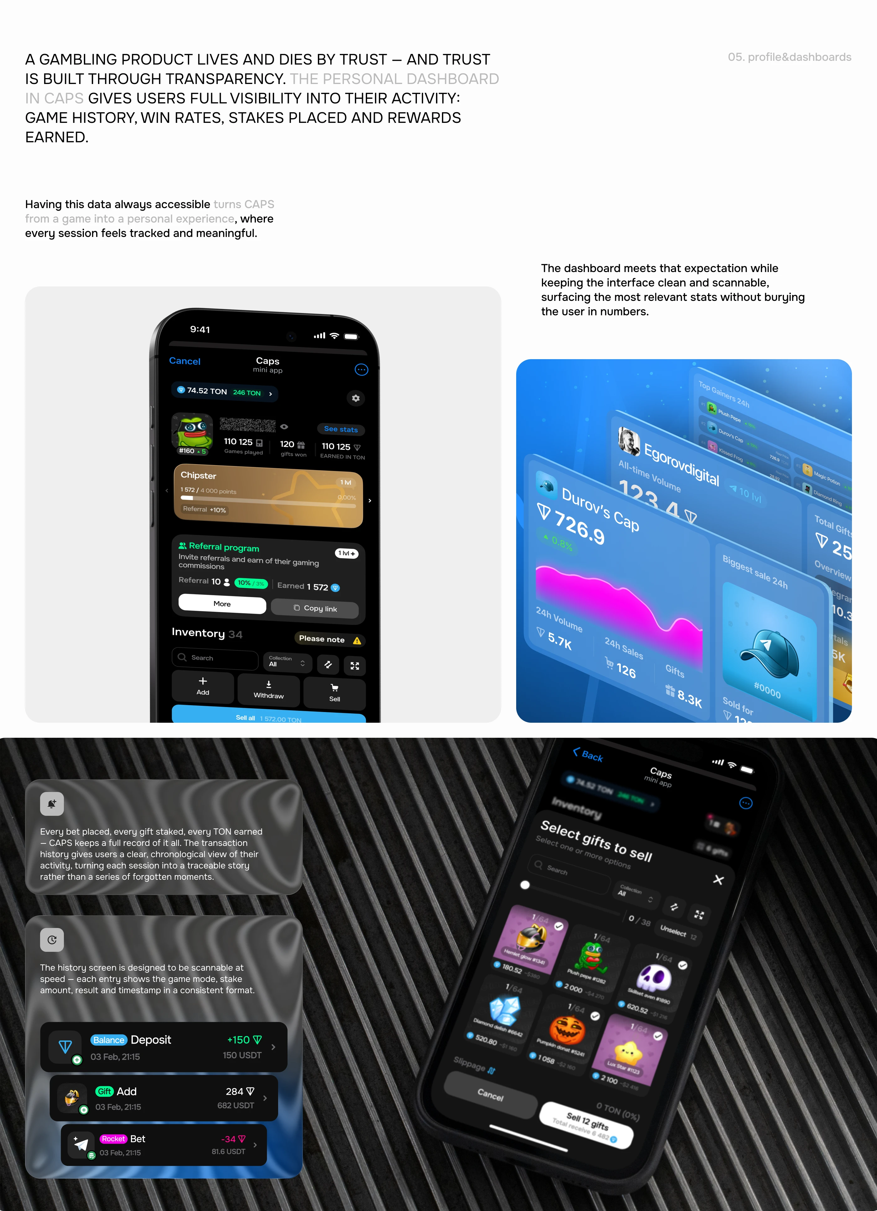 CAPS gambling Telegram mini-app — Изображение №8 — Интерфейсы на Dprofile