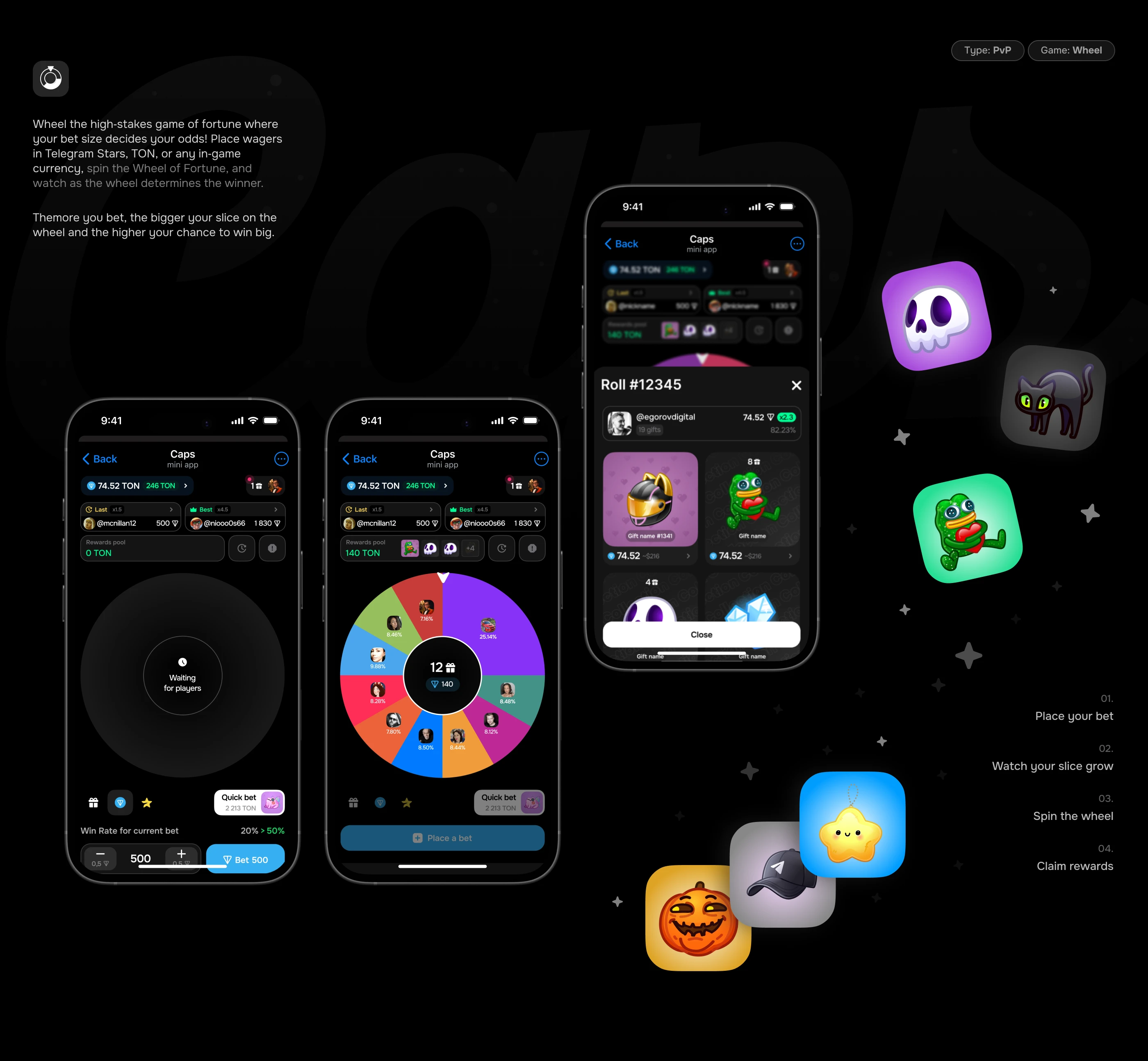 CAPS gambling Telegram mini-app — Изображение №14 — Интерфейсы на Dprofile