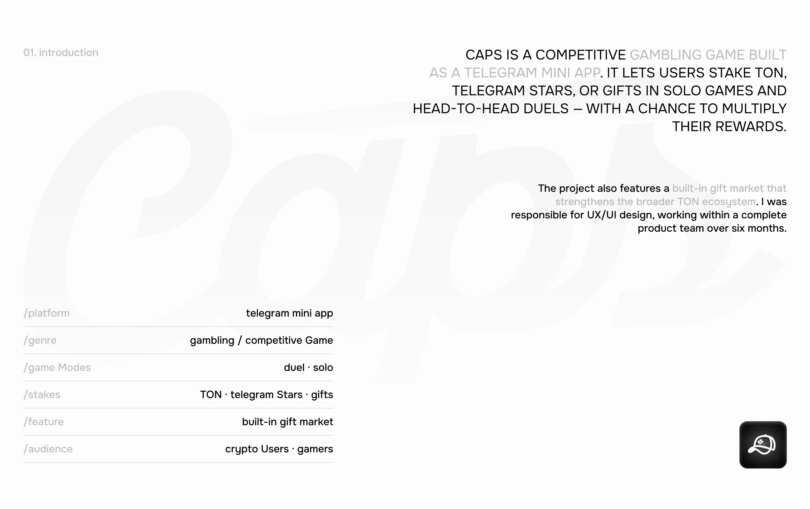 CAPS gambling Telegram mini-app — Изображение №2 — Интерфейсы на Dprofile