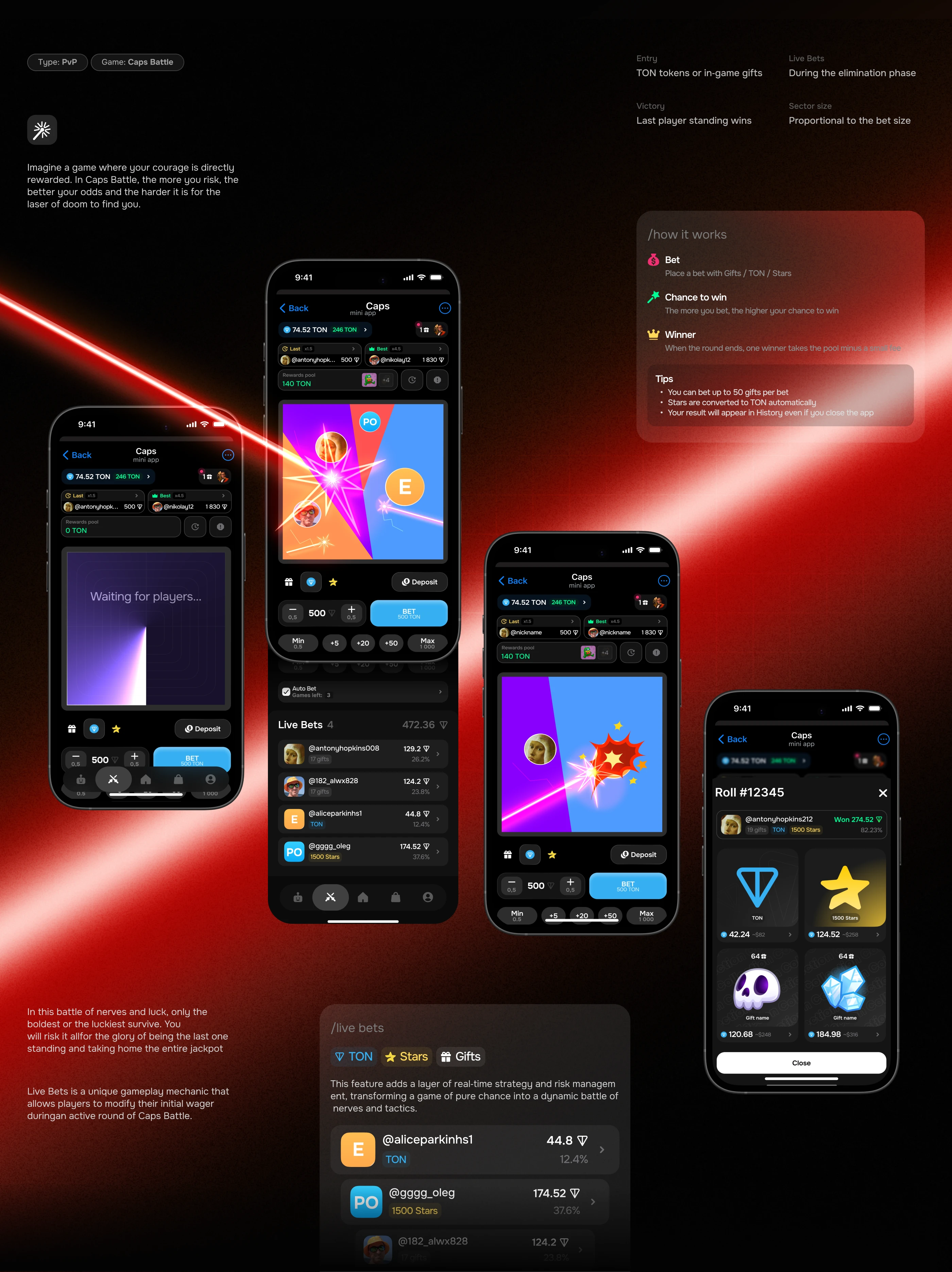 CAPS gambling Telegram mini-app — Изображение №16 — Интерфейсы на Dprofile