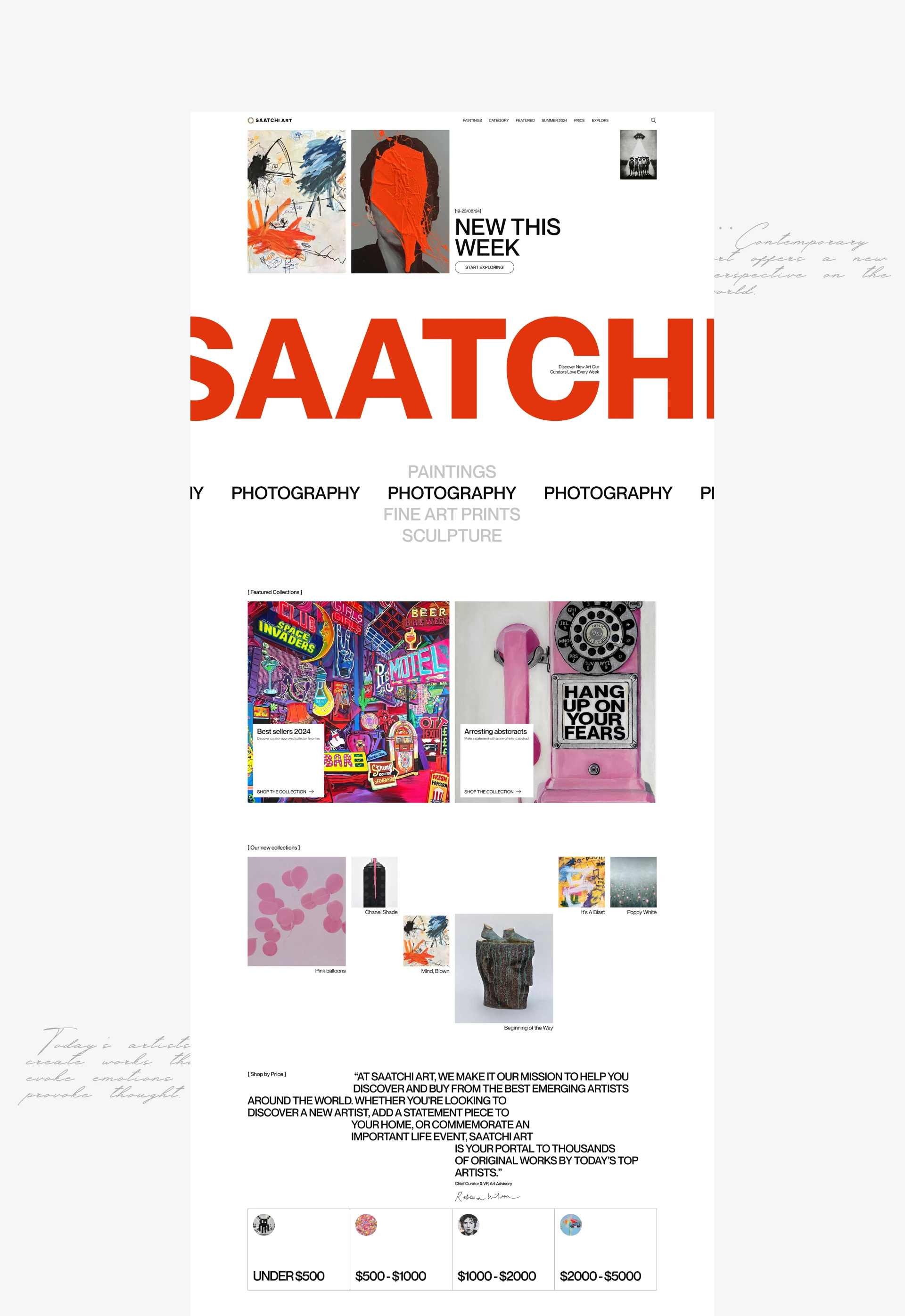 SAATCHI ART WEBSITE | Landing page — Изображение №4 — Интерфейсы, Брендинг на Dprofile