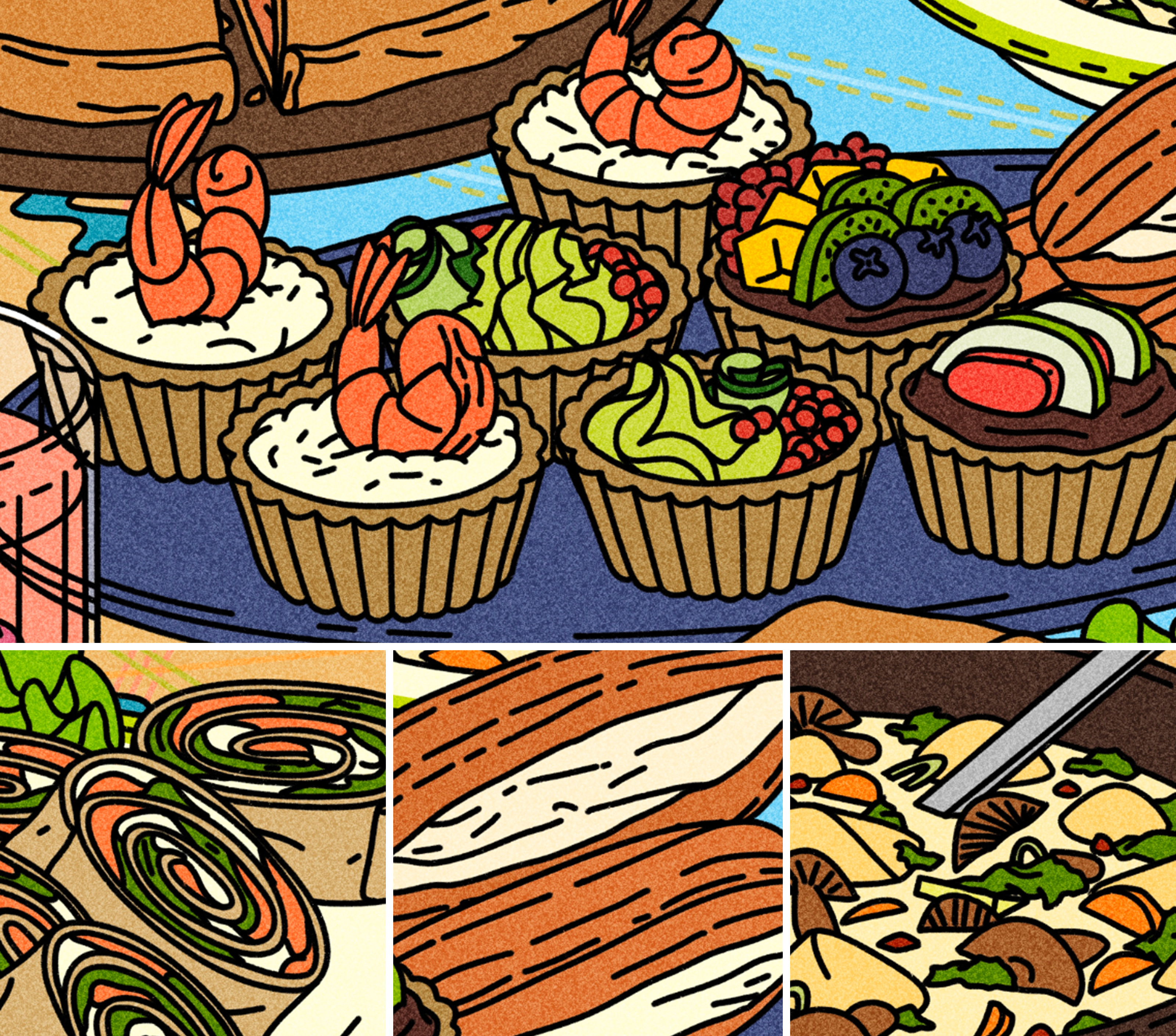 Серия интерьерных постеров для гастромаркета Еда Навсегда — Изображение №19 — Иллюстрация, Графика на Dprofile