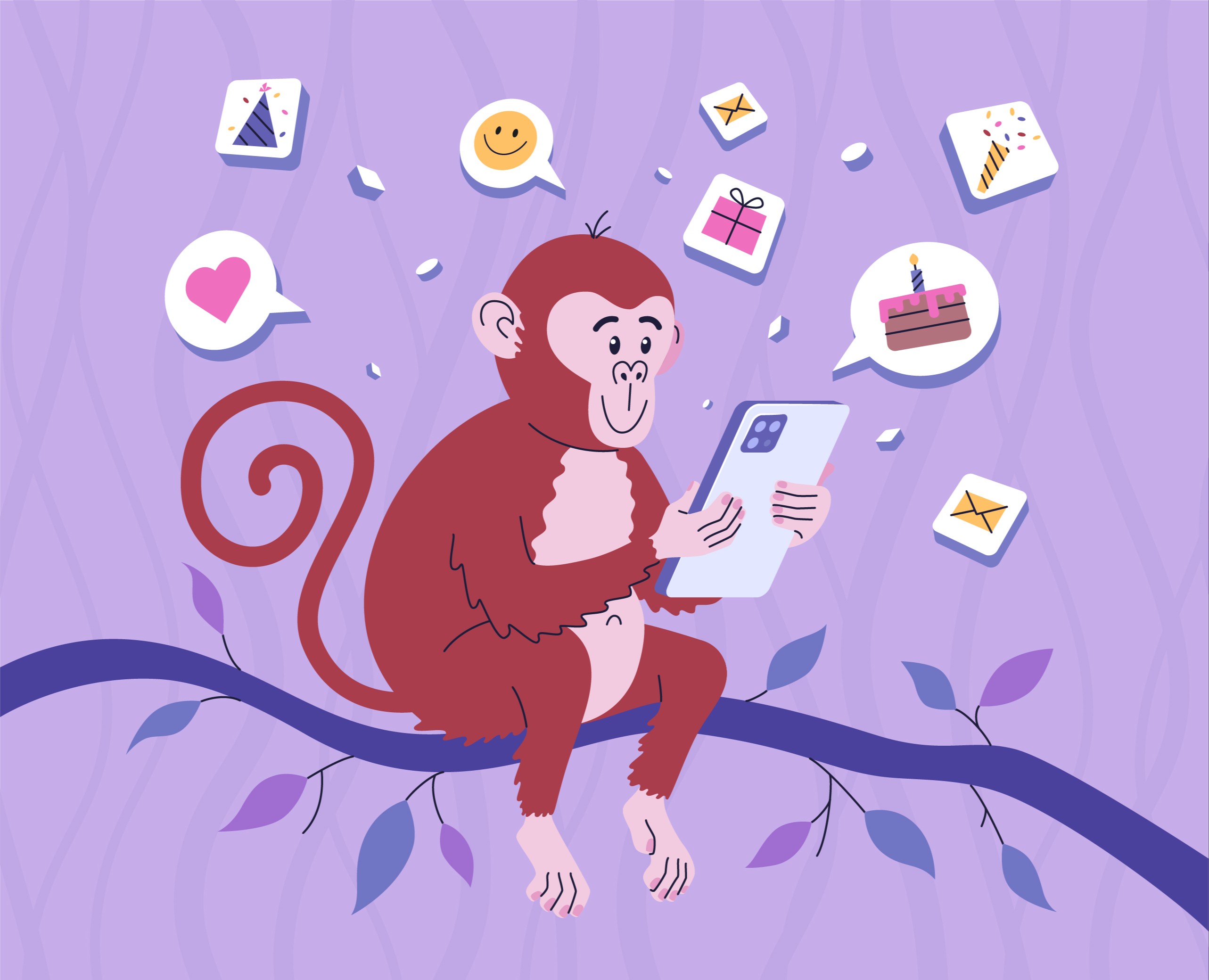 День обезьян — Иллюстрация, Анимация на Dprofile