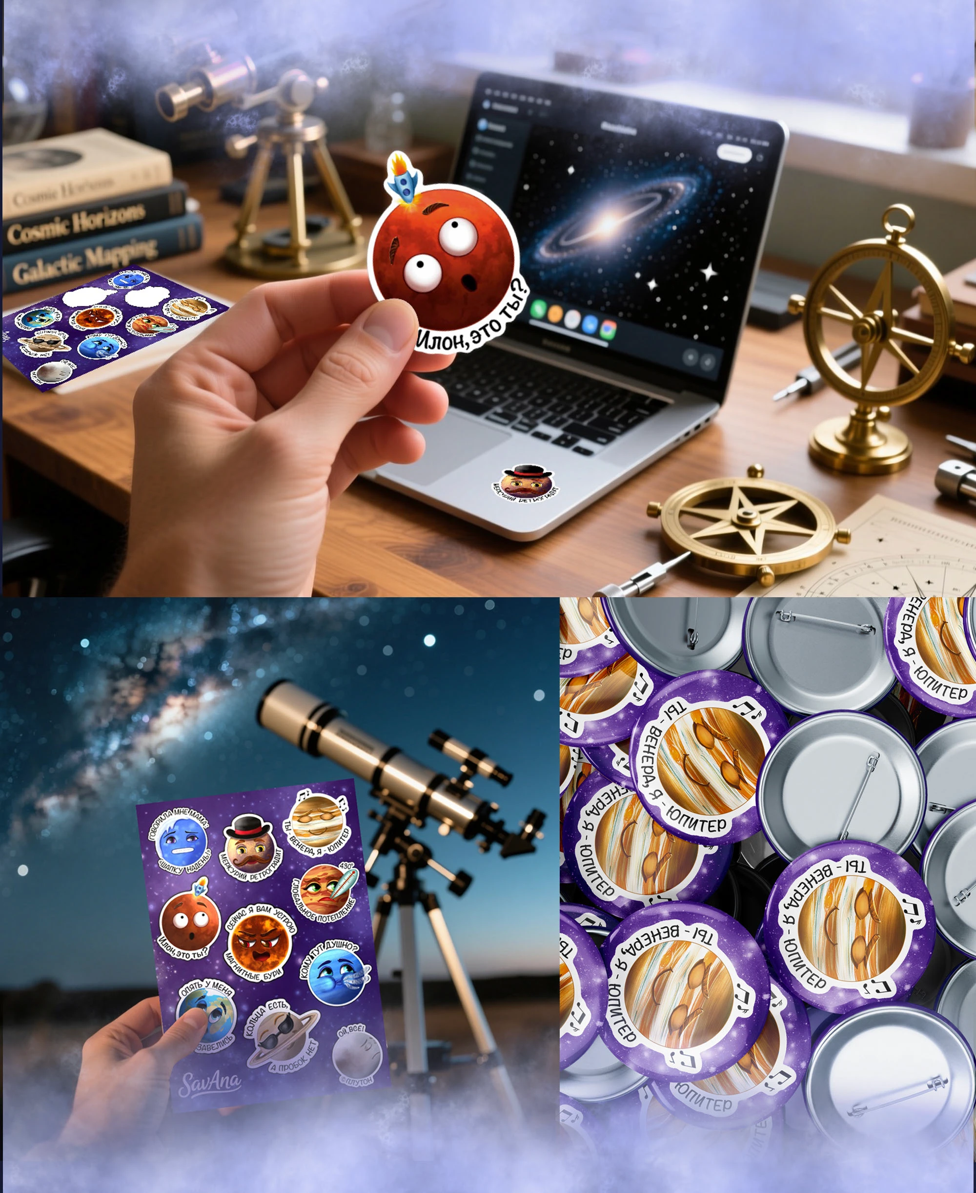 Стикерпак "Планеты" — Изображение №6 — Иллюстрация на Dprofile
