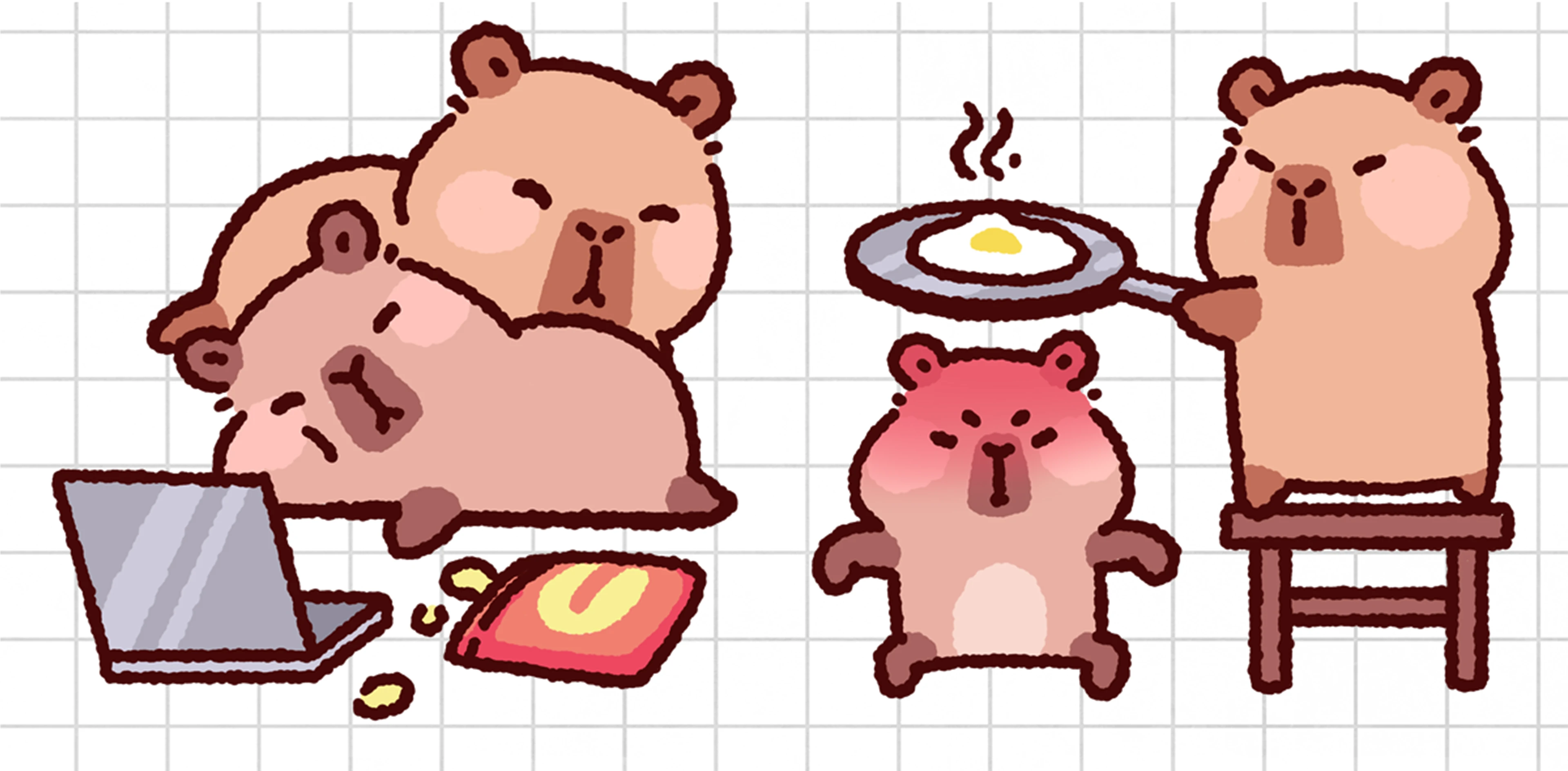 КАПИПАРОЧКА - СТИКЕРПАК ДЛЯ ВК — Изображение №6 — Брендинг, Иллюстрация на Dprofile