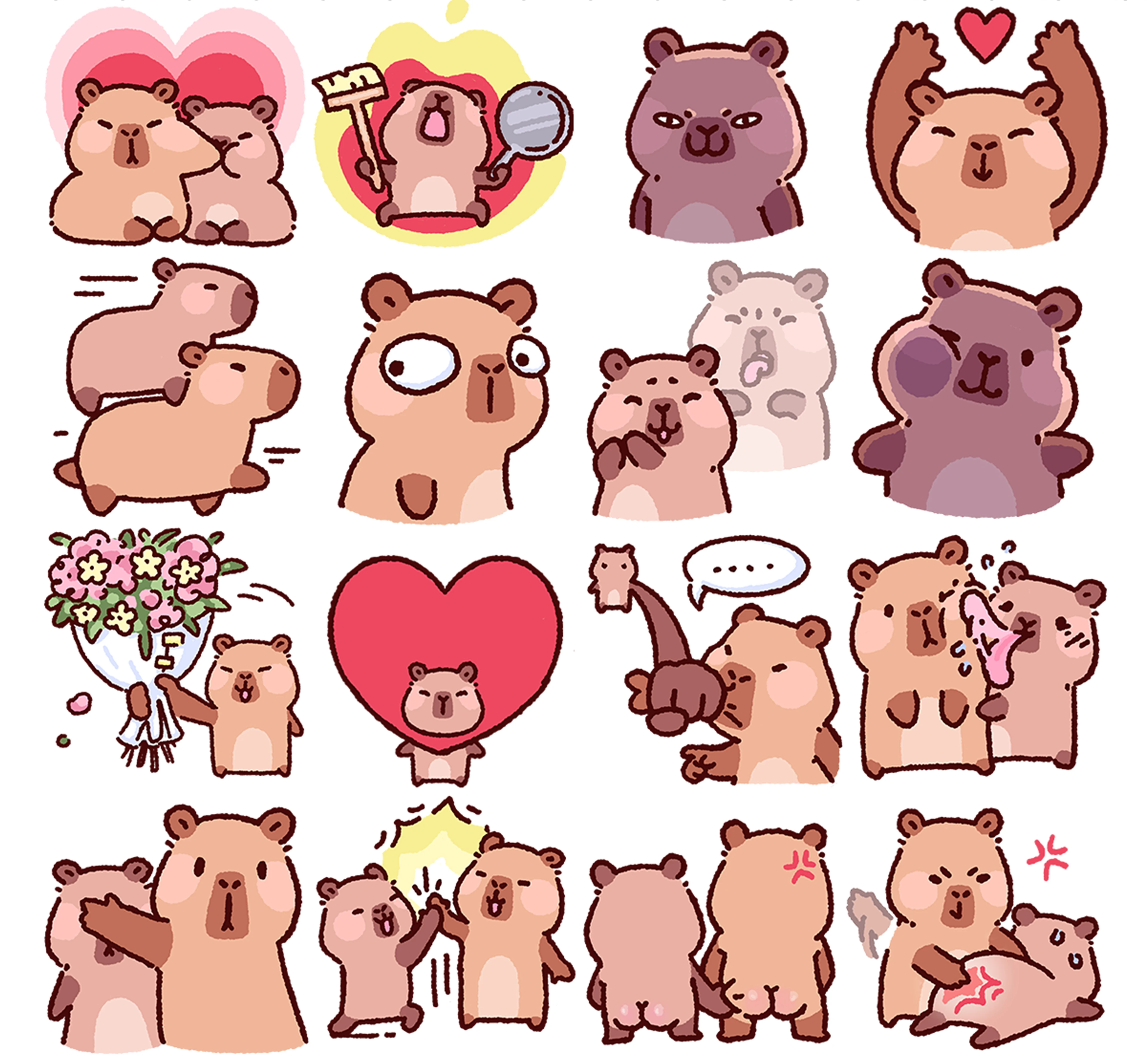 КАПИПАРОЧКА - СТИКЕРПАК ДЛЯ ВК — Изображение №5 — Брендинг, Иллюстрация на Dprofile