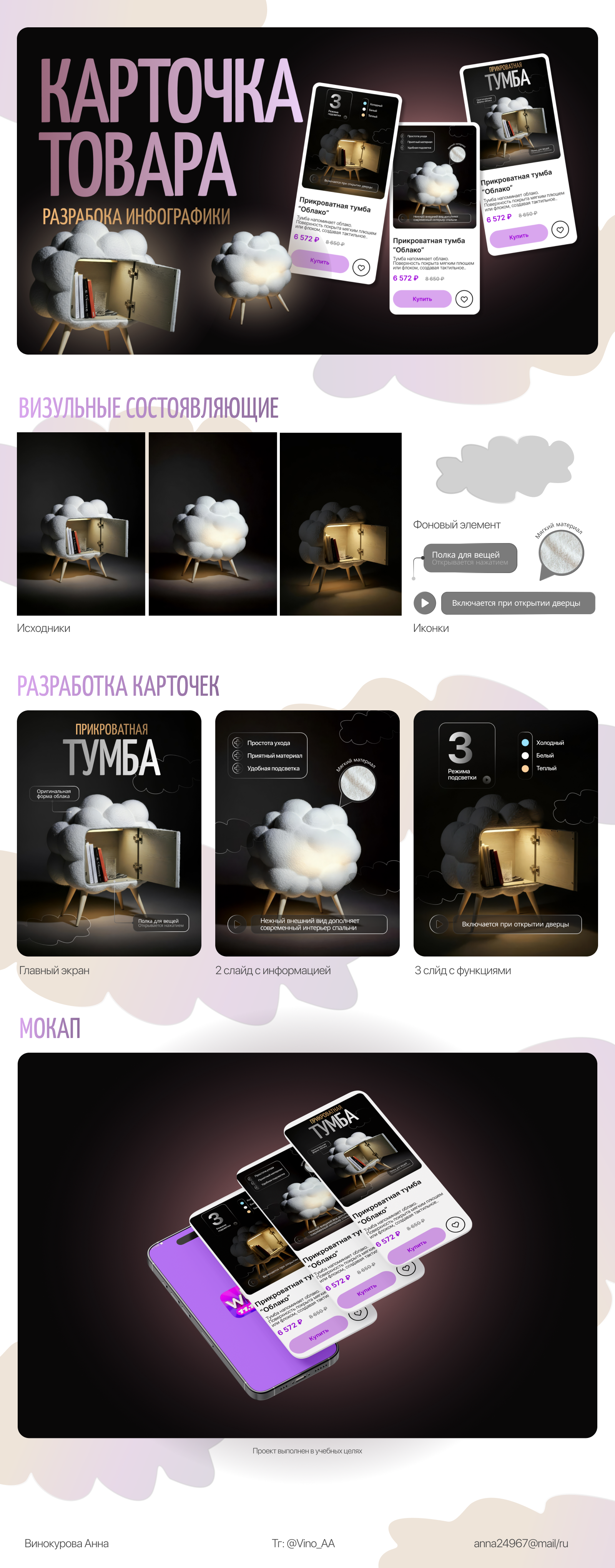 Карточка товара "Прикроватная тумба" — Изображение №1 — Графика, Маркетинг на Dprofile