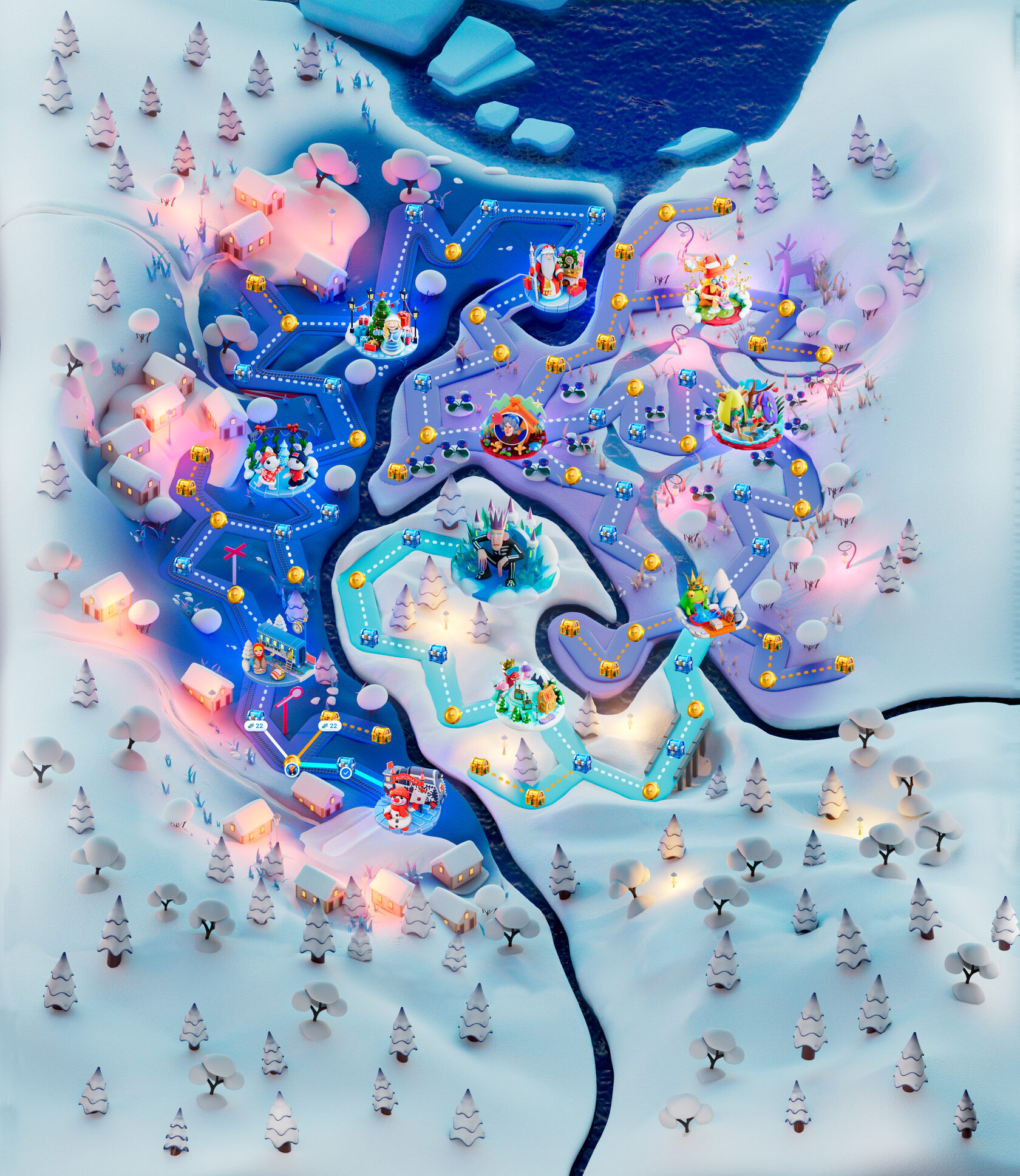 Спецпроект «Зимний сезон». 3D иллюстрации для VK Шаги — Изображение №2 — Иллюстрация на Dprofile