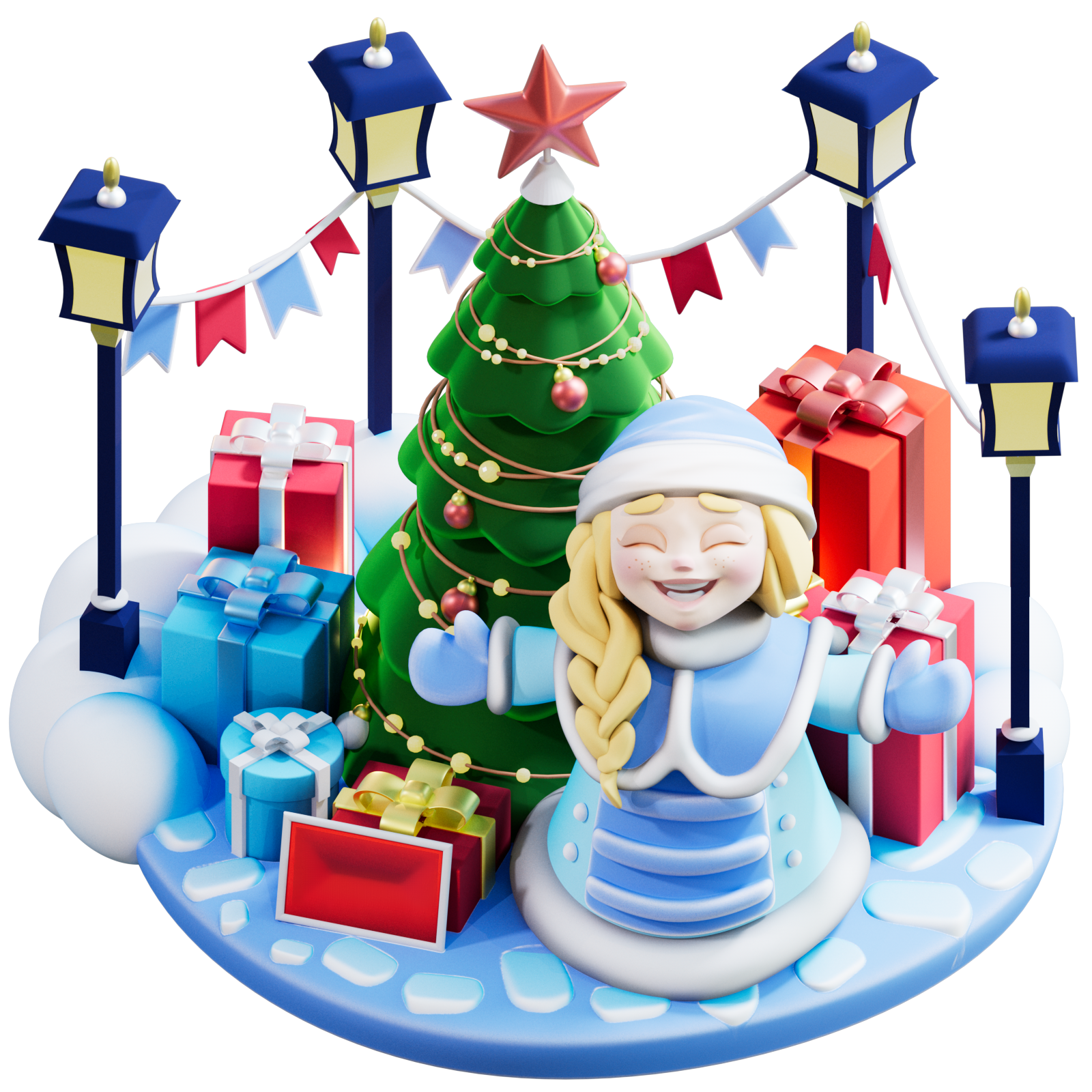 Спецпроект «Зимний сезон». 3D иллюстрации для VK Шаги — Изображение №22 — Иллюстрация на Dprofile